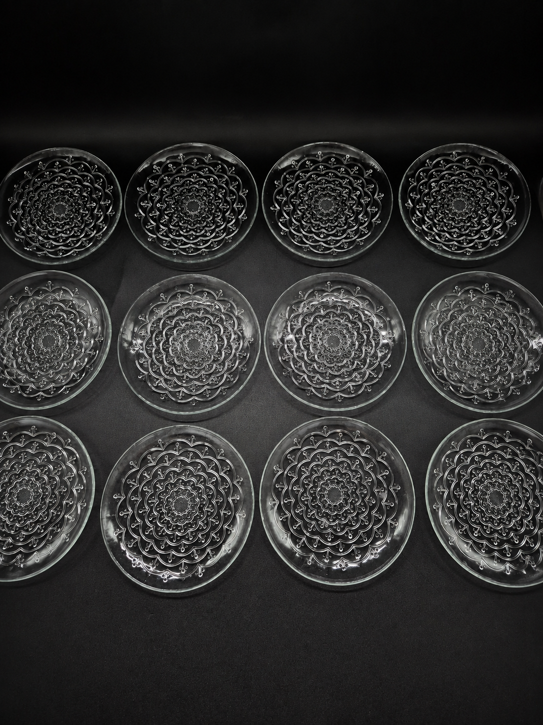 Set of 12 | Riihimäen Lasi Pitsi Plates – Helena Tynell, 1981
