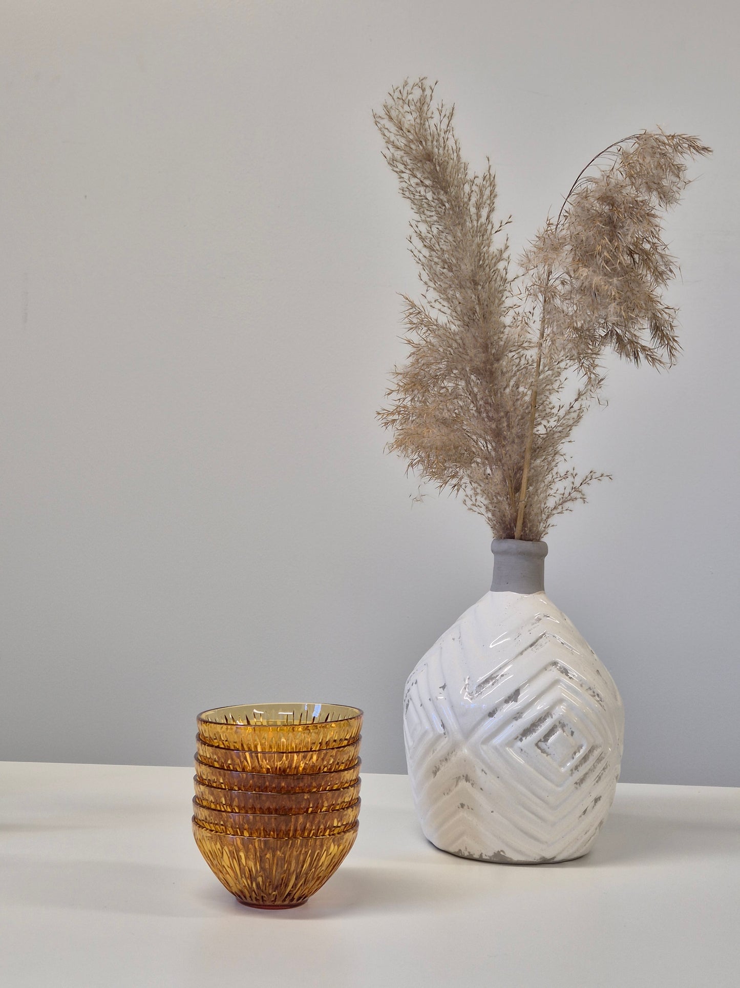 Set of Six Vintage 1970's Vereco Amber Glass Bowl