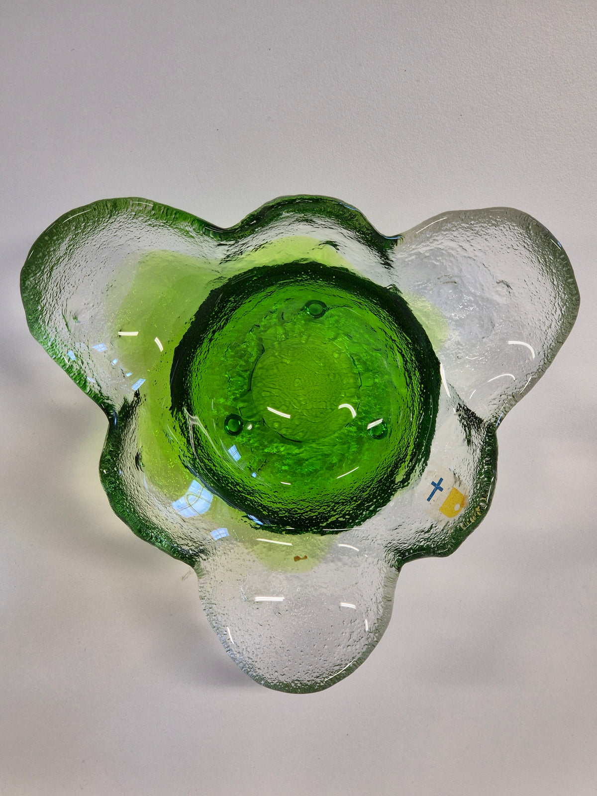 Vintage Humppila 'Kivi' Signed Green Glass Bowl