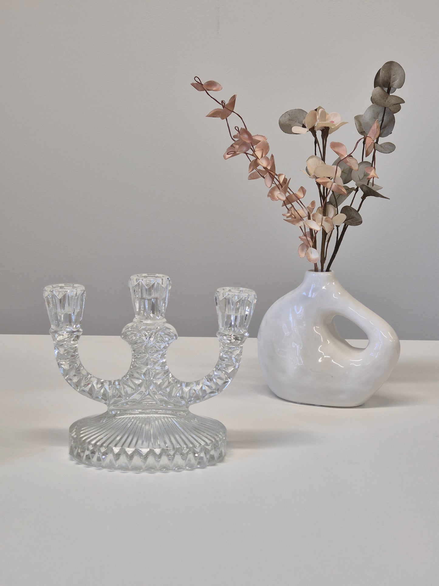 Art Deco Pressed Glass Candelabra