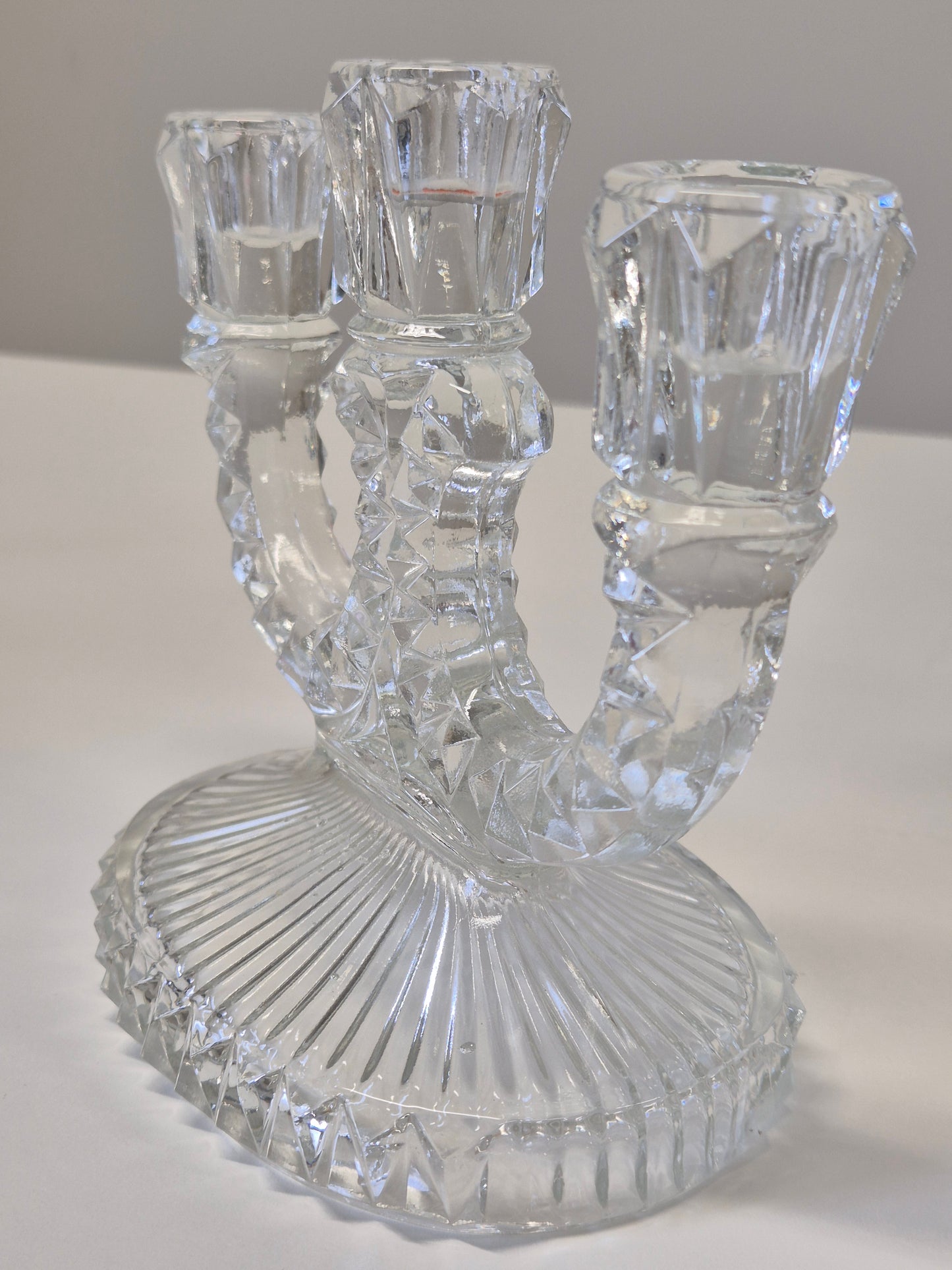 Art Deco geperst glazen kandelaar