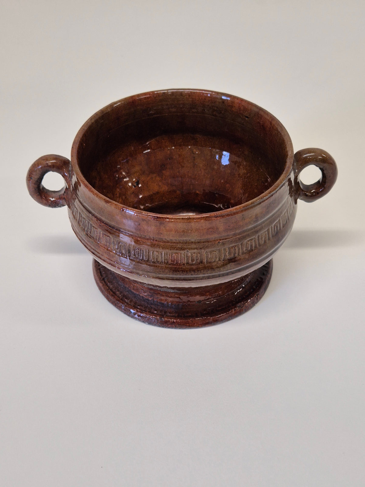 Vintage kleipot met handvatten - rustiek aardewerken vat