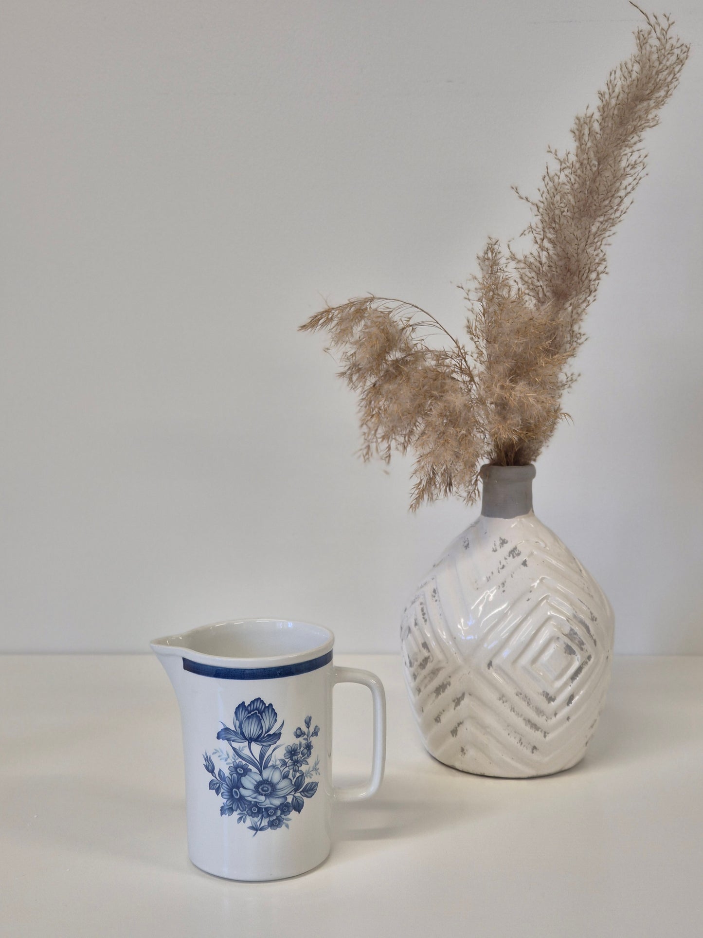 Vintage Upsala-Ekeby Gefle “Anemone” Pitcher – Blue Floral Jug – Sweden 1970s