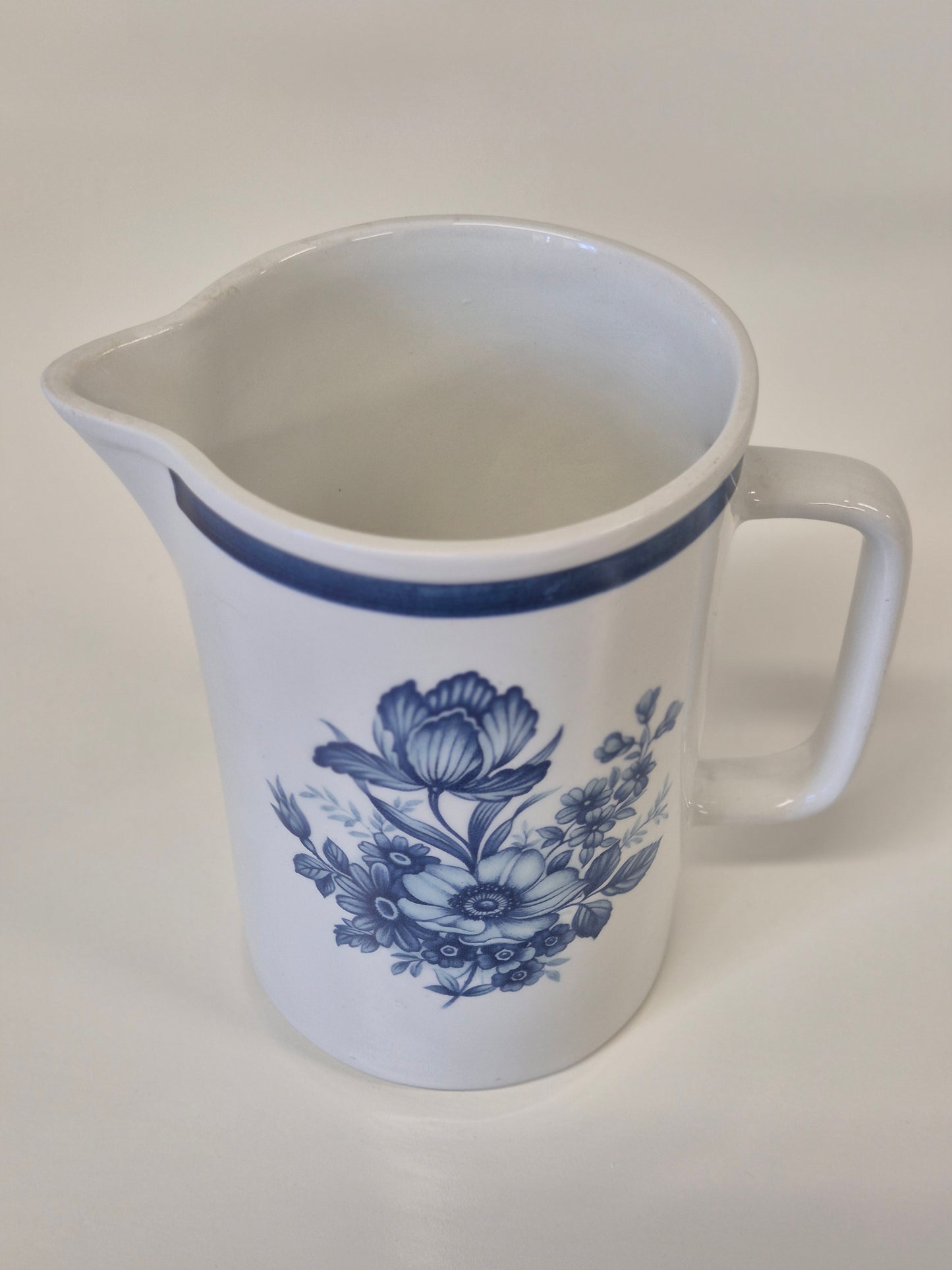 Vintage Upsala-Ekeby Gefle “Anemone” Pitcher – Blue Floral Jug – Sweden 1970s