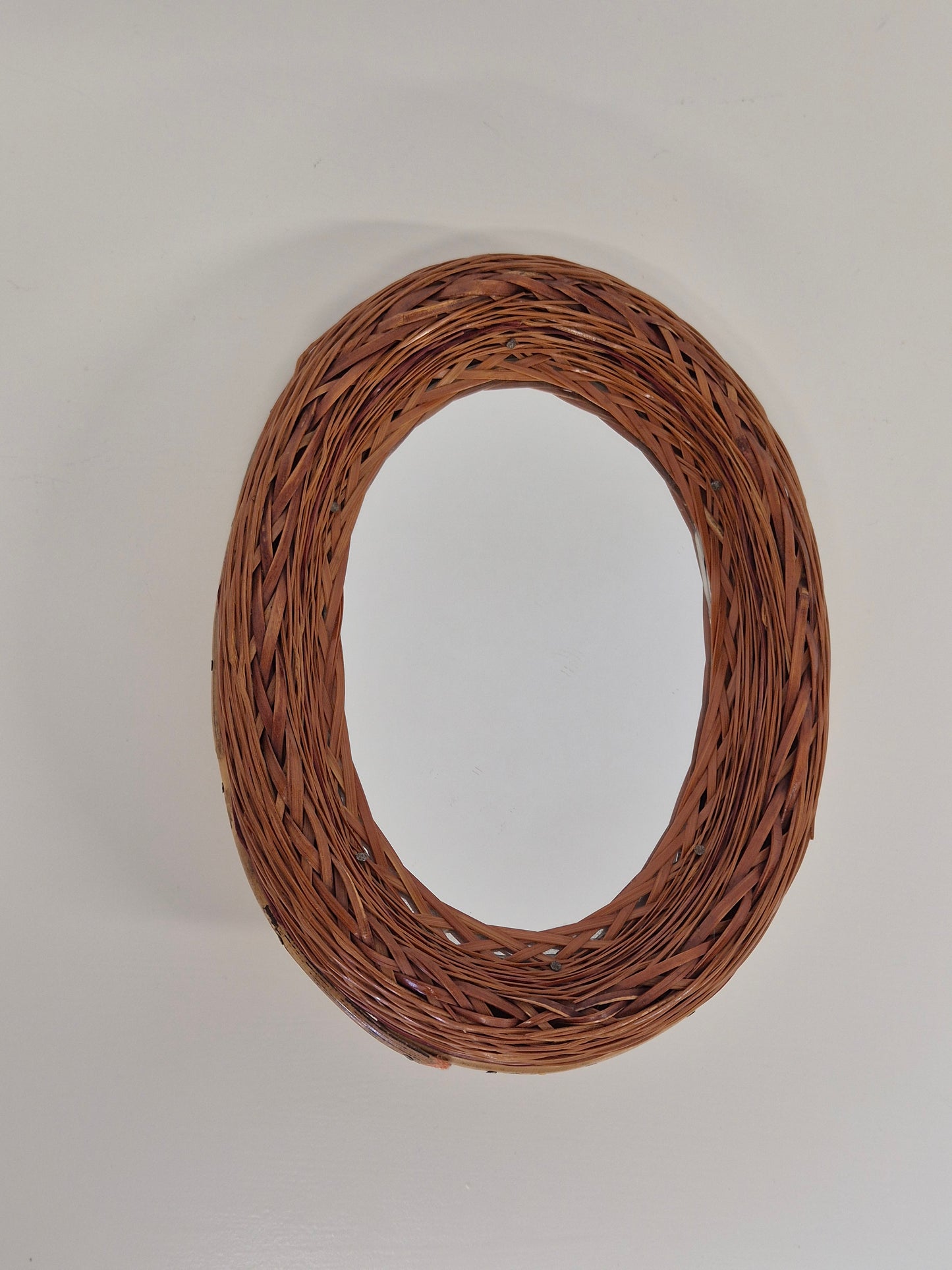 Kleine vintage rotan spiegel