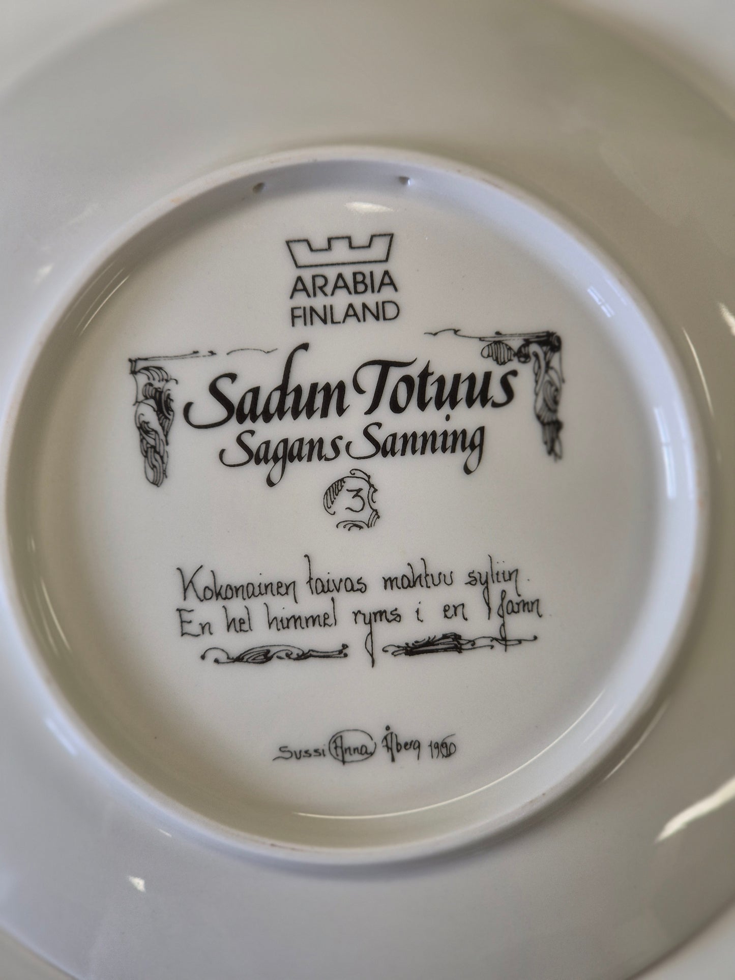Arabia “Sadun totuus” Wall Plate – Sussi Anna Åberg (1990)