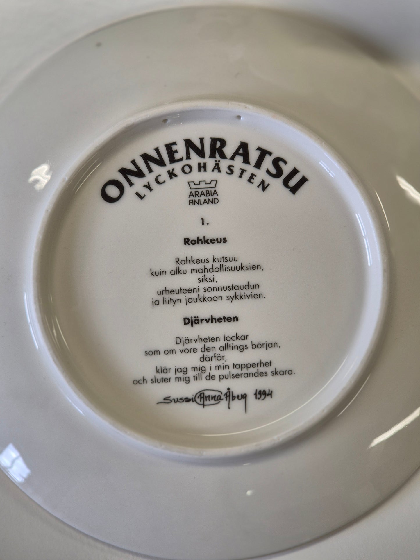 Arabia "Rohkeus" Onnenratsu Wall Plate (1994) by Sussi Anna