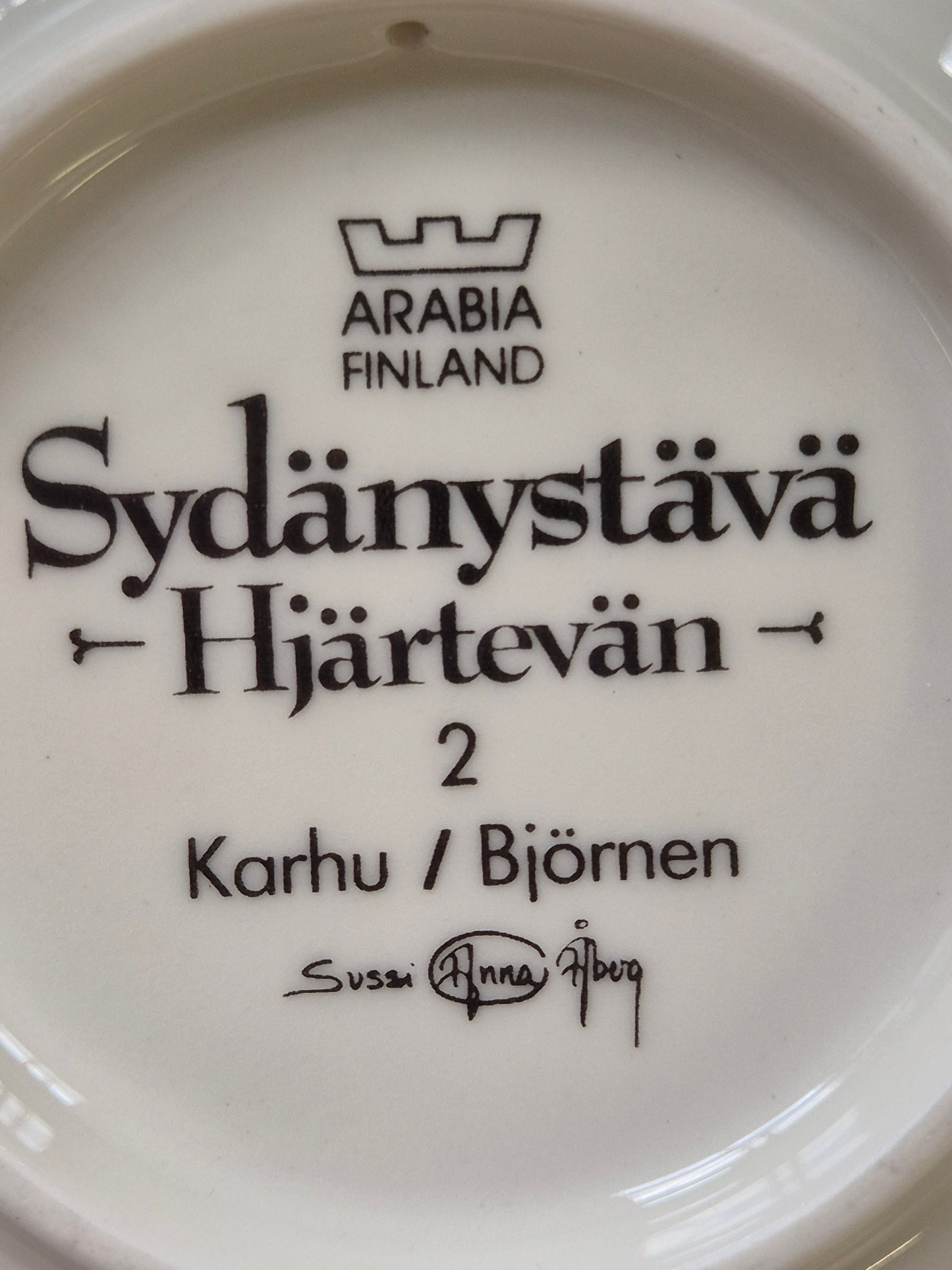 Arabia “Sydänystävät” Wall Plate – Sussi Anna Åberg (1994)