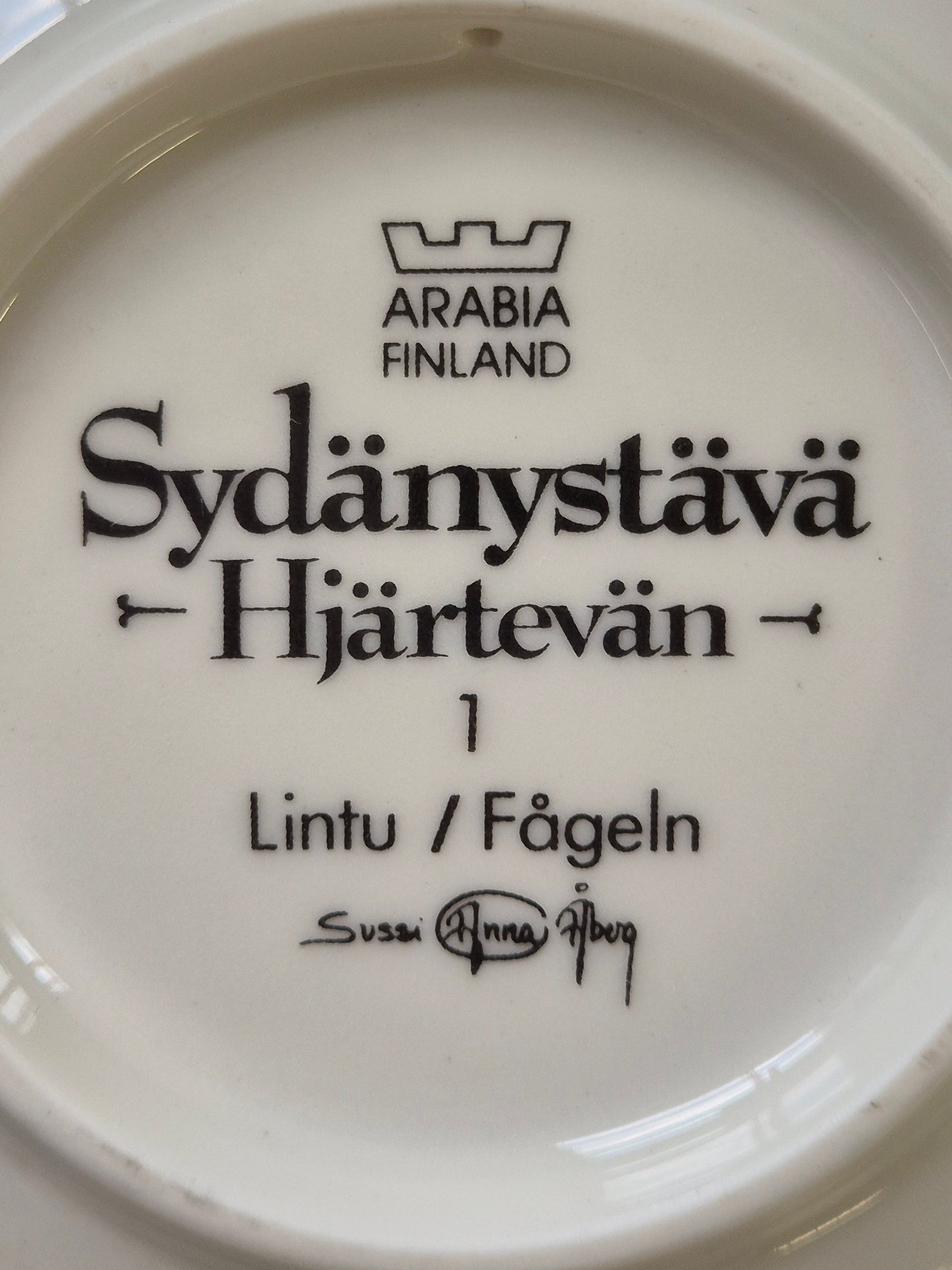 Arabia “Sydänystävät” Wall Plate – Sussi Anna Åberg (1994)