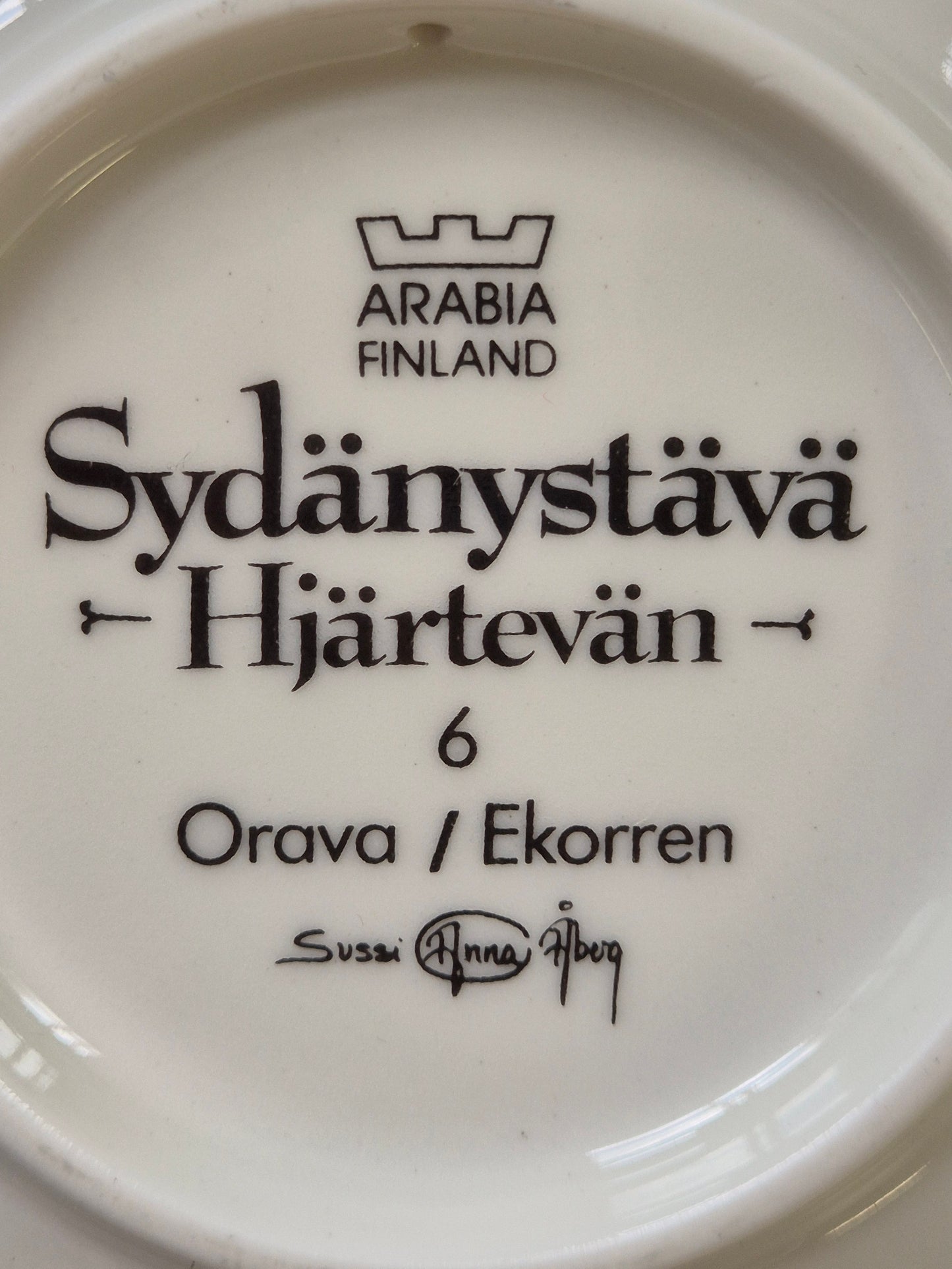 Arabia “Sydänystävät” Wall Plate – Sussi Anna Åberg (1994)