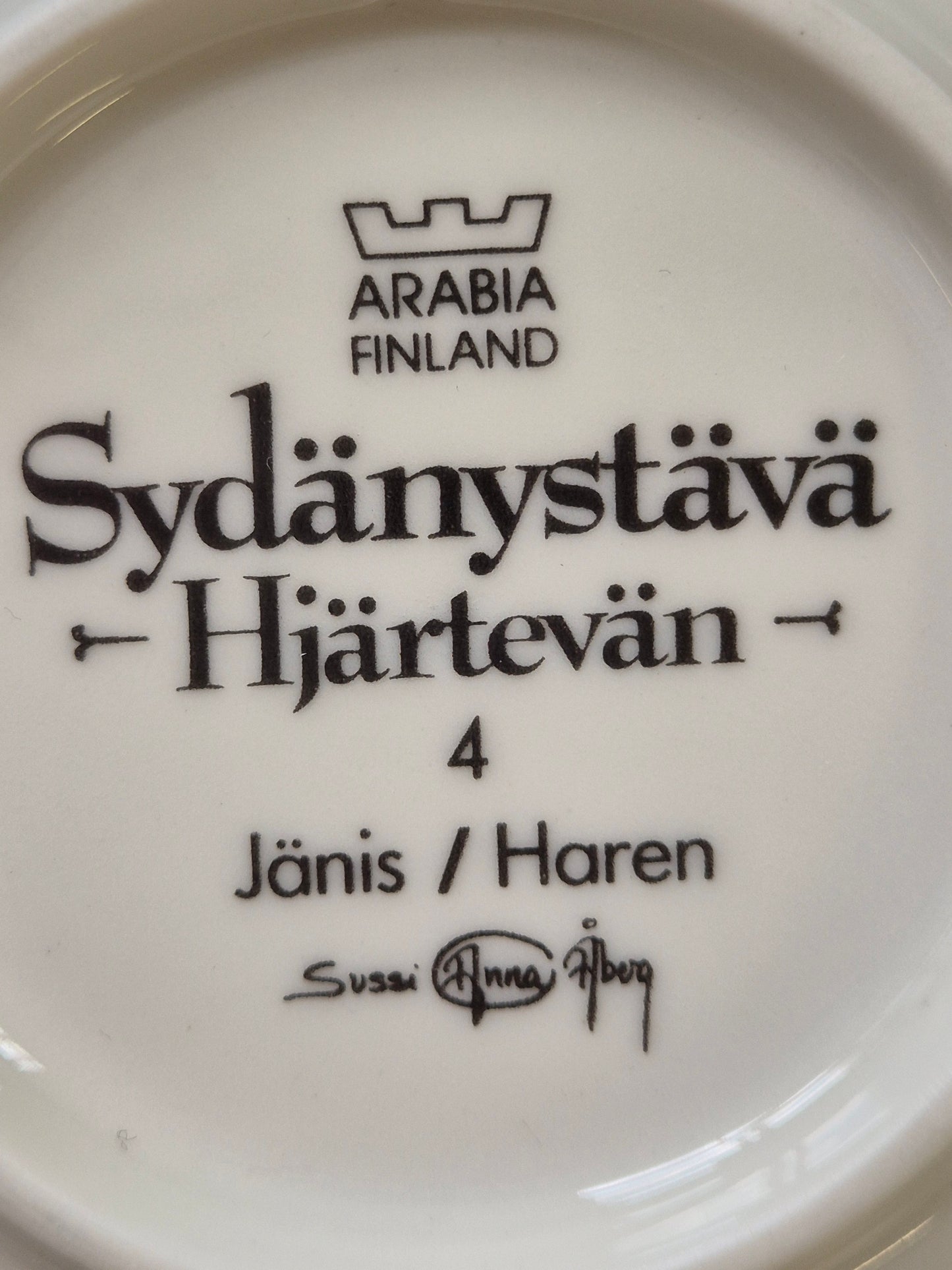 Arabia “Sydänystävät” Wall Plate – Sussi Anna Åberg (1994)