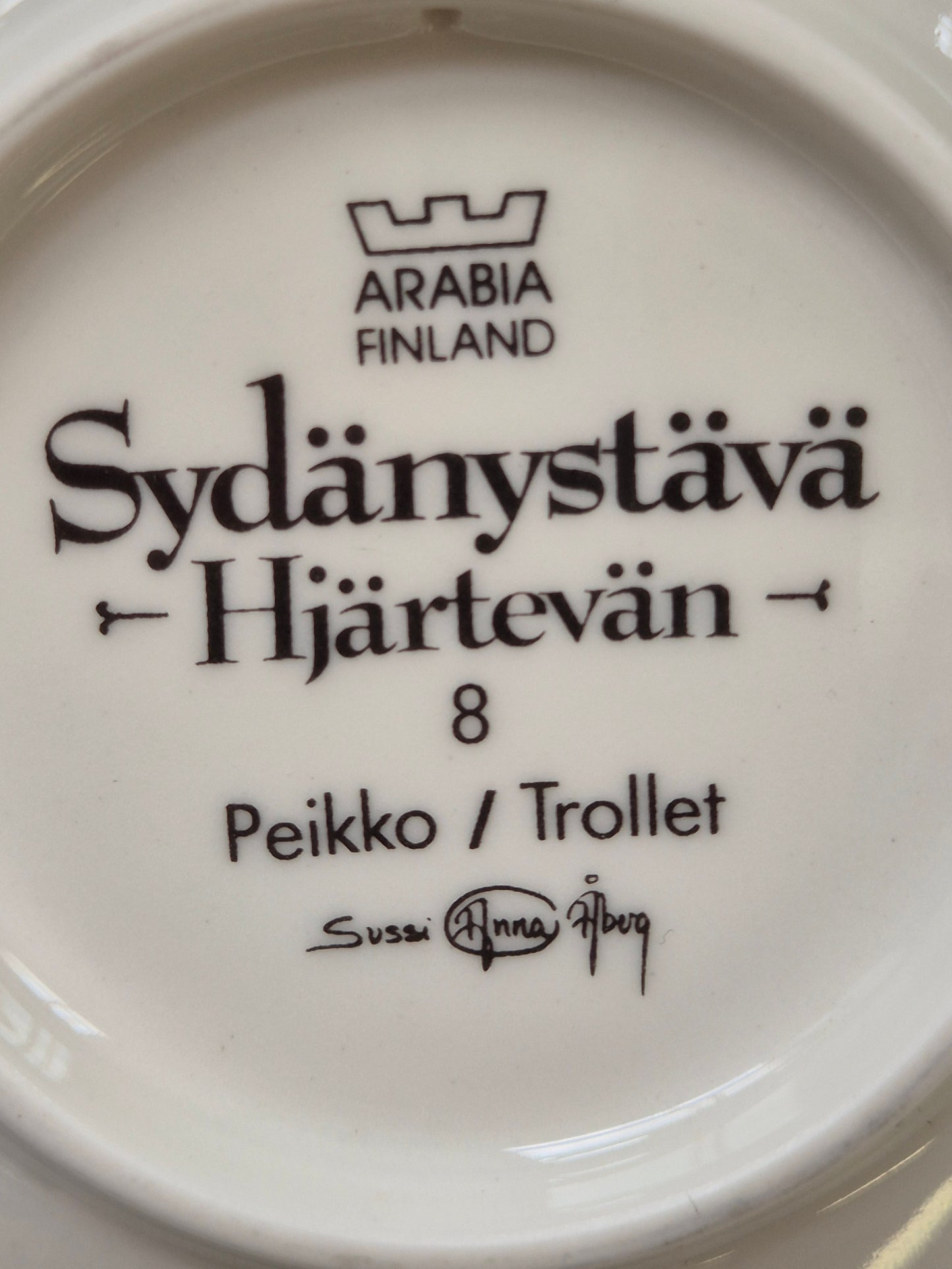 Arabia “Sydänystävät” Wall Plate – Sussi Anna Åberg (1994)