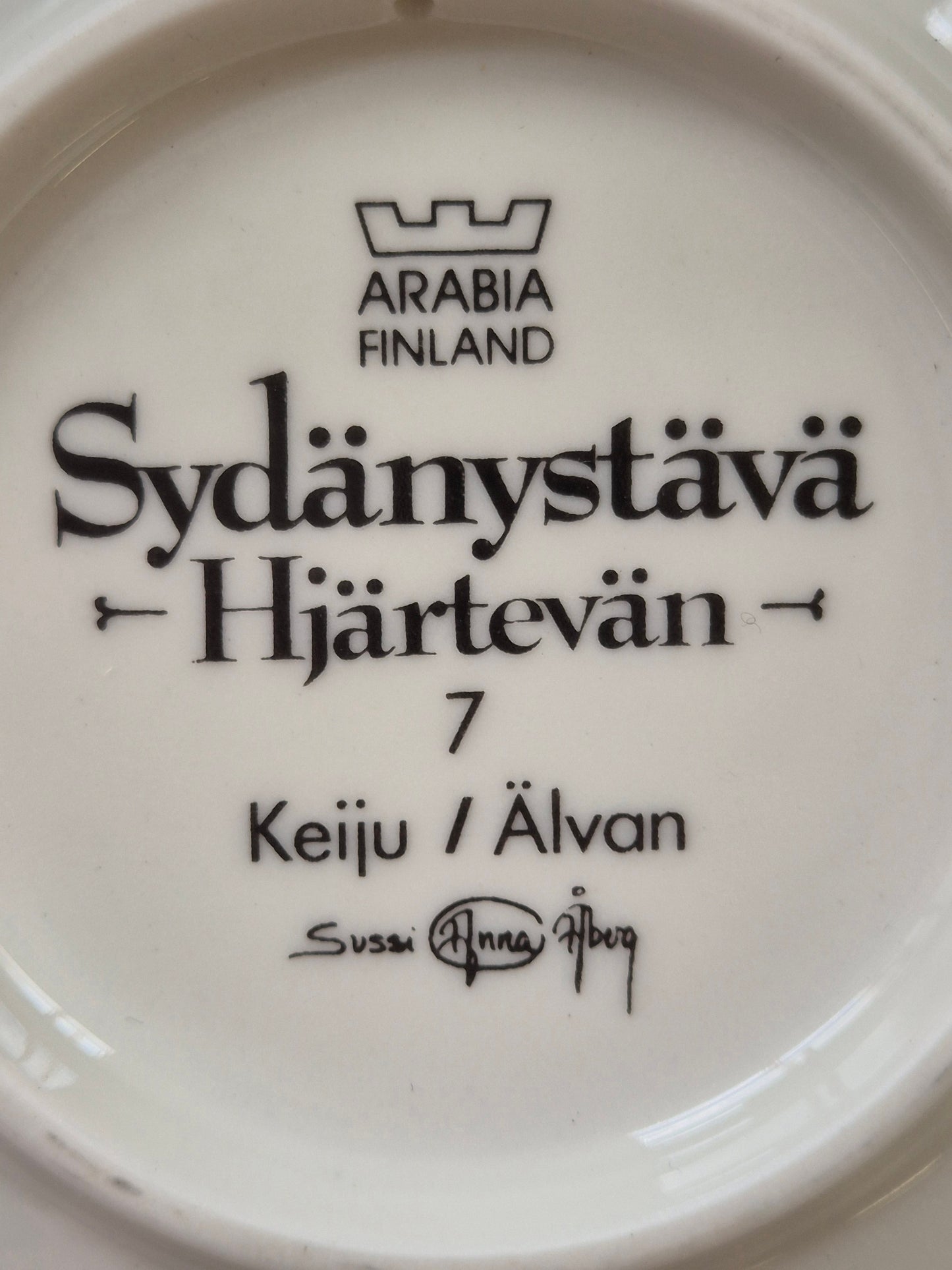 Arabia “Sydänystävät” Wall Plate – Sussi Anna Åberg (1994)