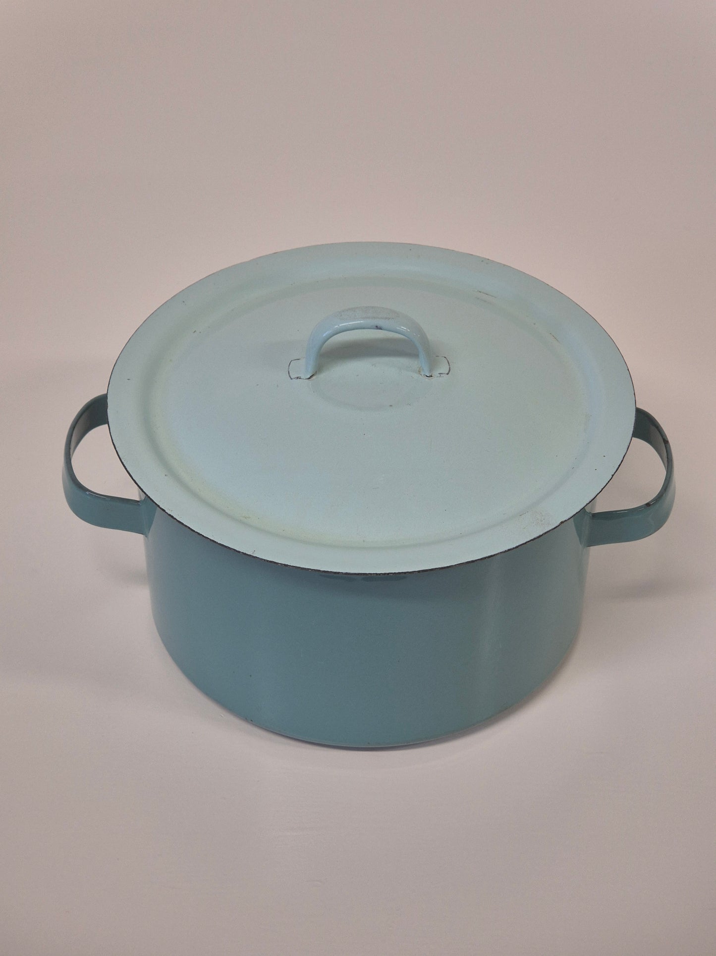 Vintage blauwe emaille pot - Klassiek retro keukengerei