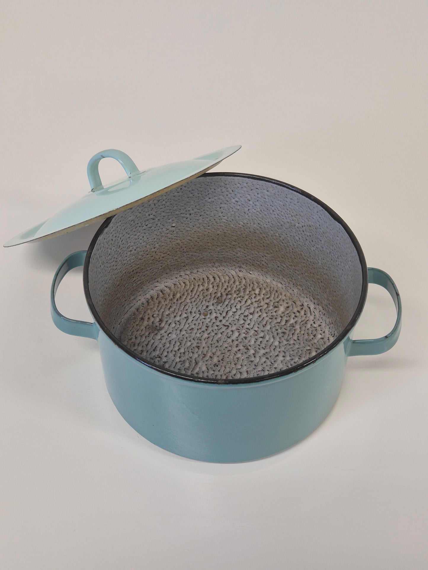 Vintage blauwe emaille pot - Klassiek retro keukengerei