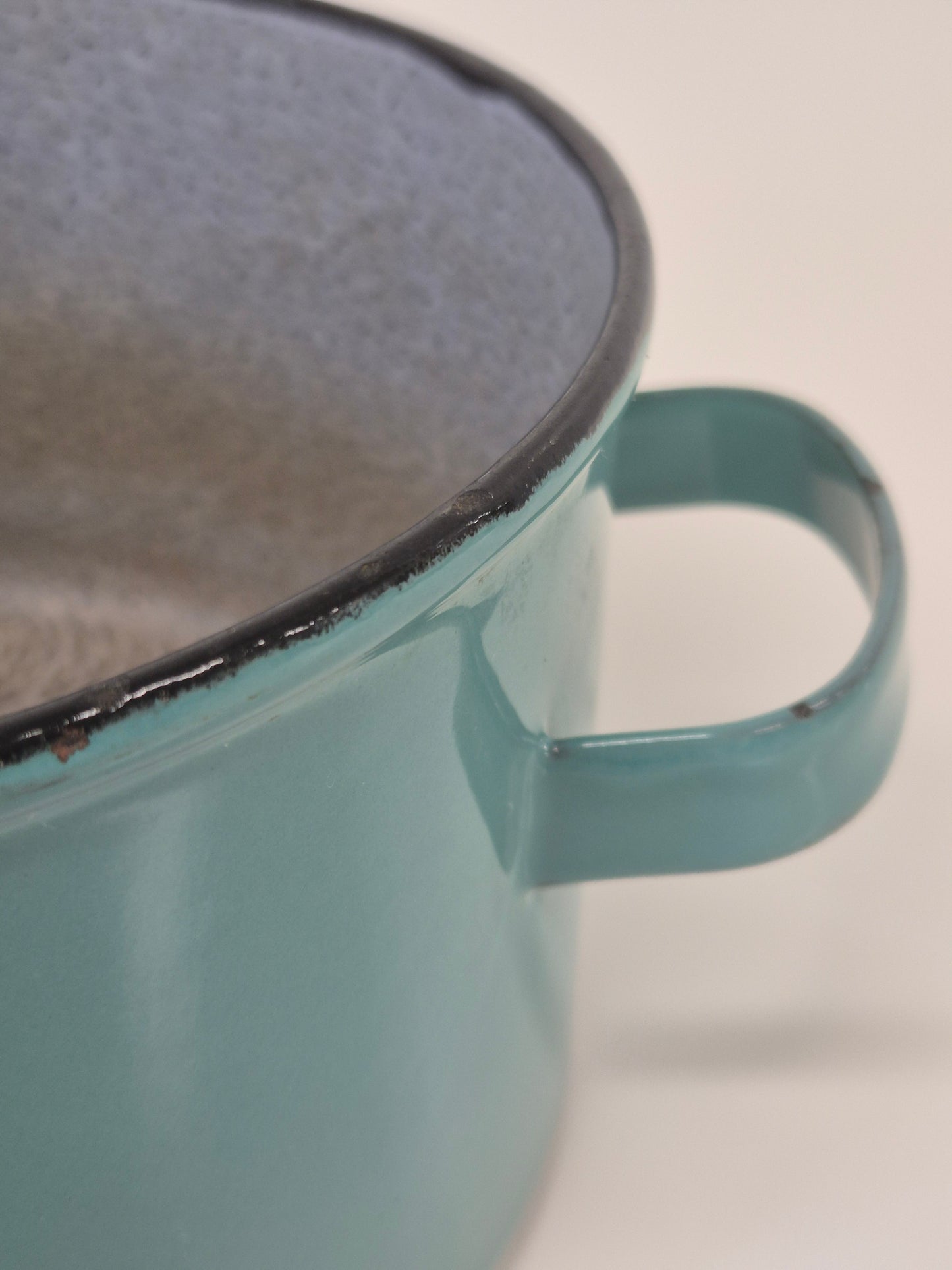 Vintage blauwe emaille pot - Klassiek retro keukengerei