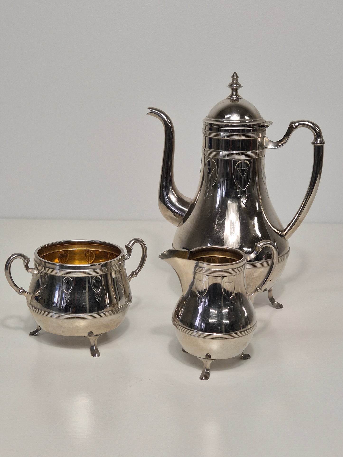 Antique Jugend Style Jug, Sugar Bowl & Creamer – Elegant Art Nouveau Set