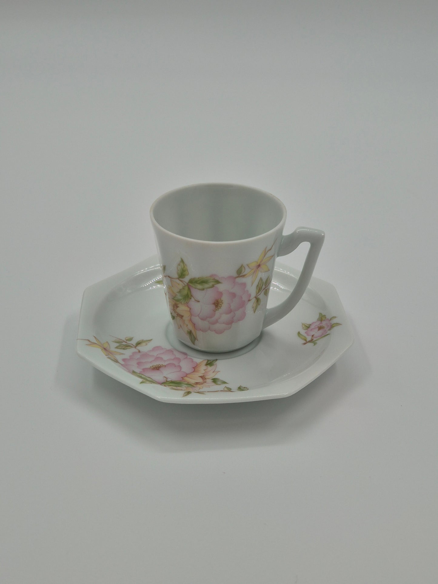 Limoges porseleinen koffiekopje, schoteltje en dessertbord