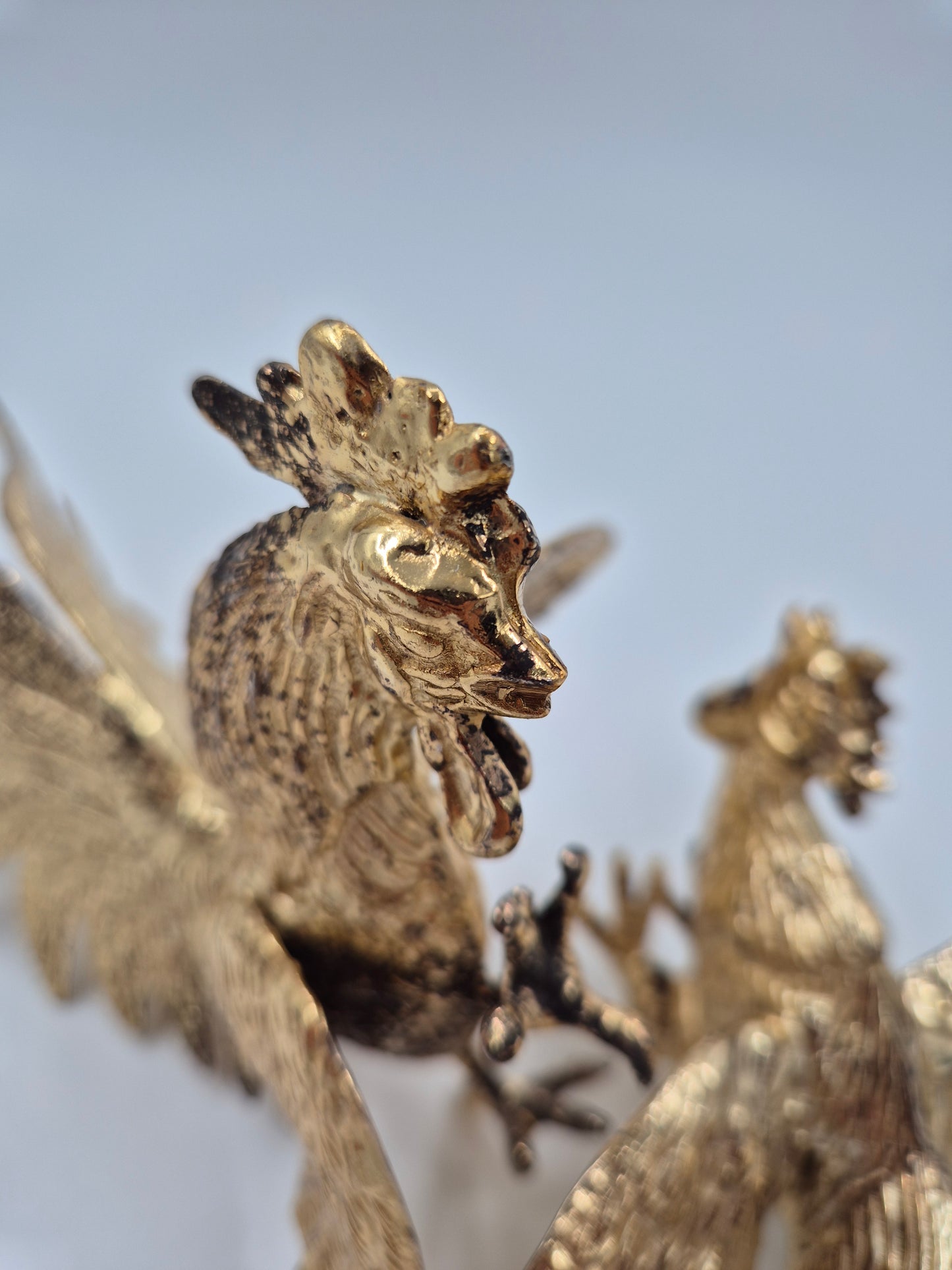 Vintage metalen haan sculptuur