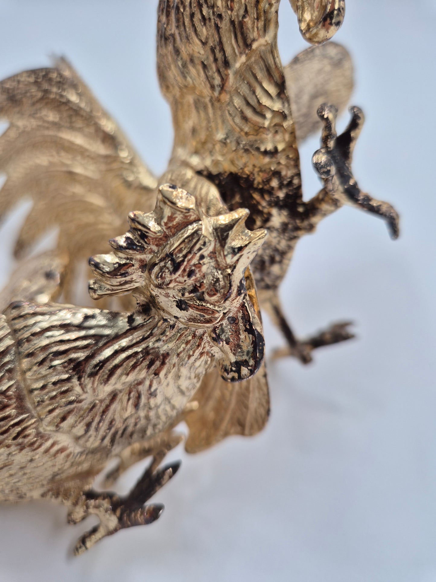Vintage metalen haan sculptuur