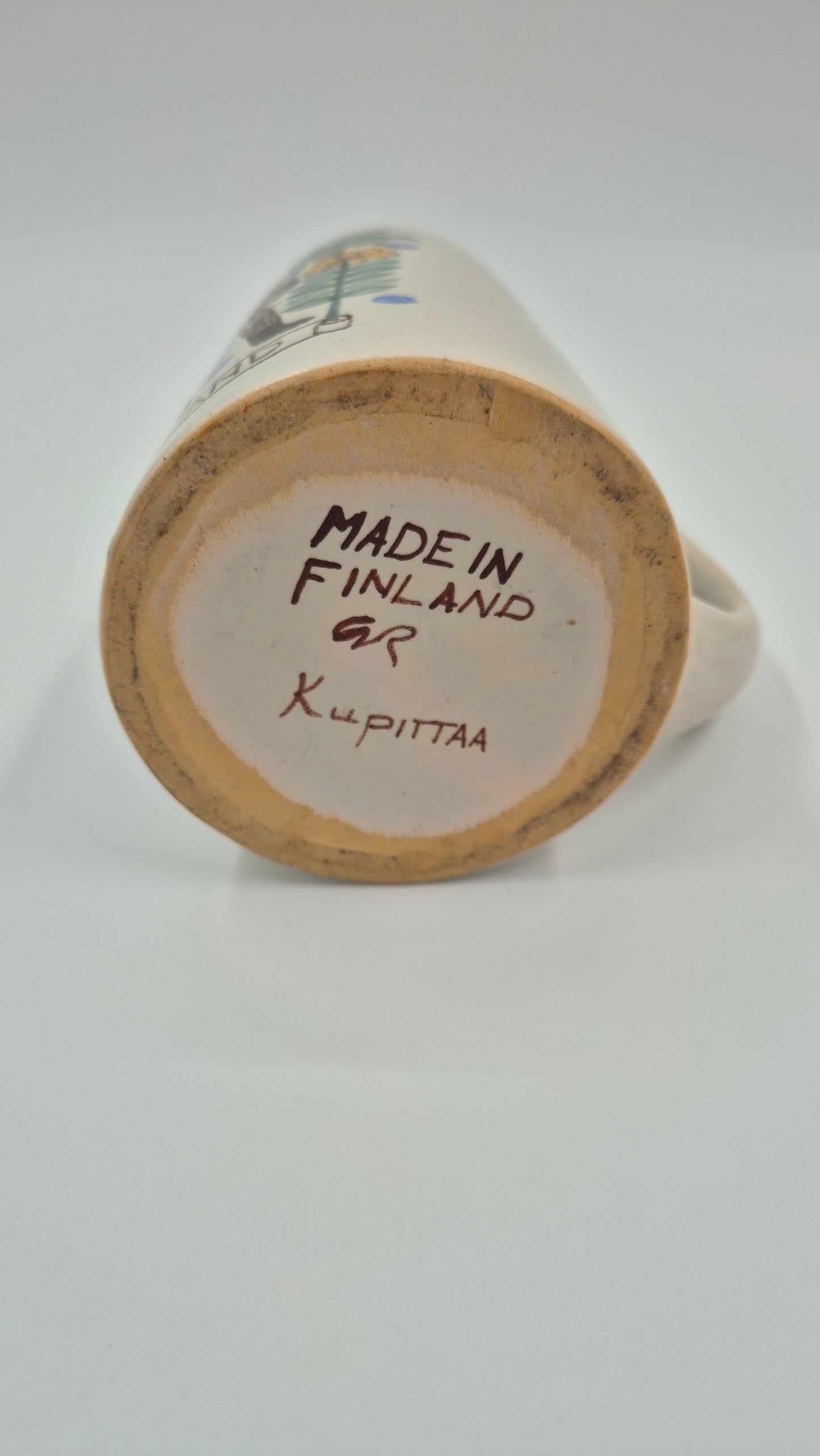 Vintage Kupittaan Savi “Haarikka” stoneware beaker, Gudrun Raunio design, Finland