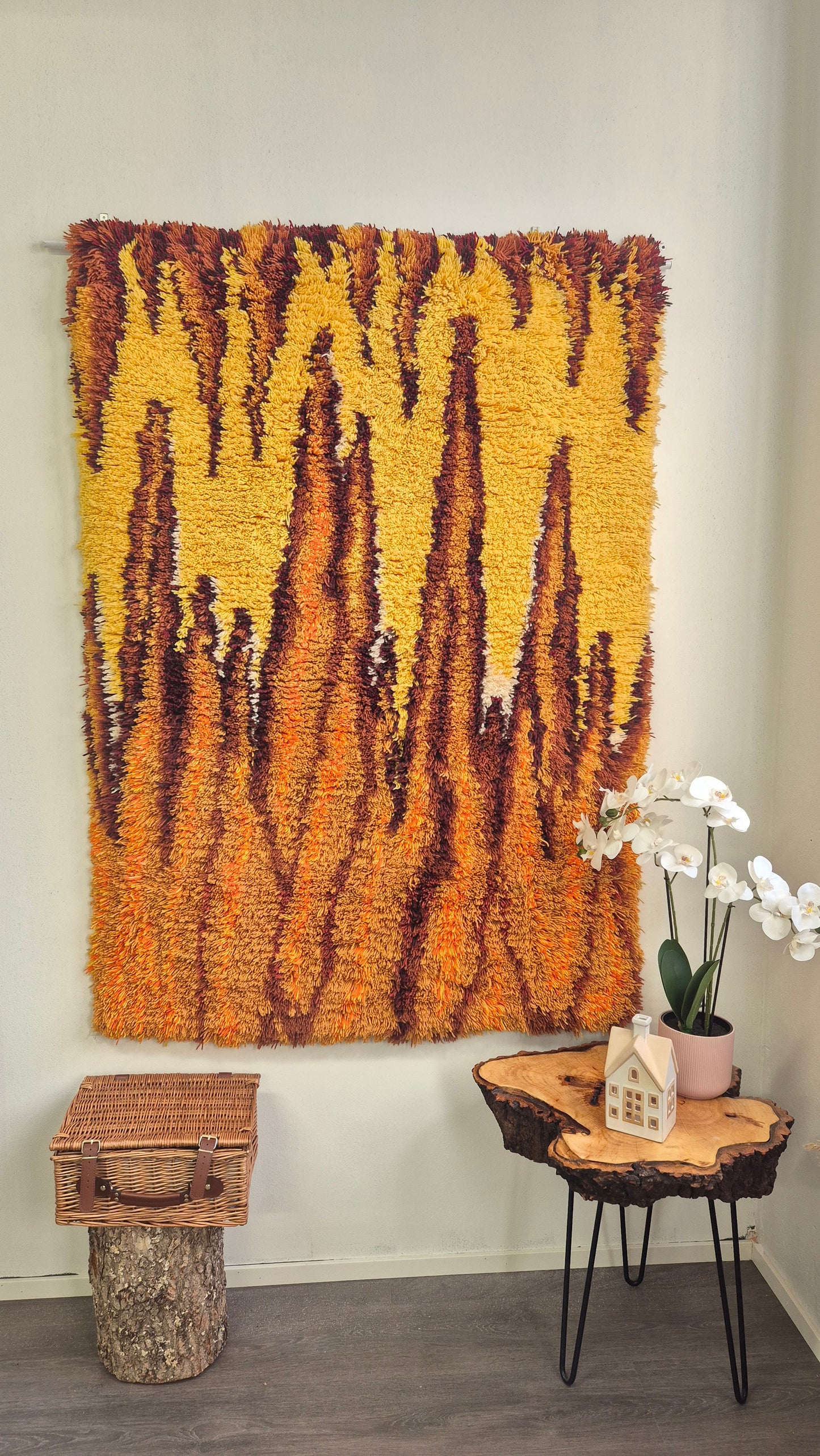 Vintage Finnish Wool Rya Wall Rug, Tippukivet by Reijo Perälä