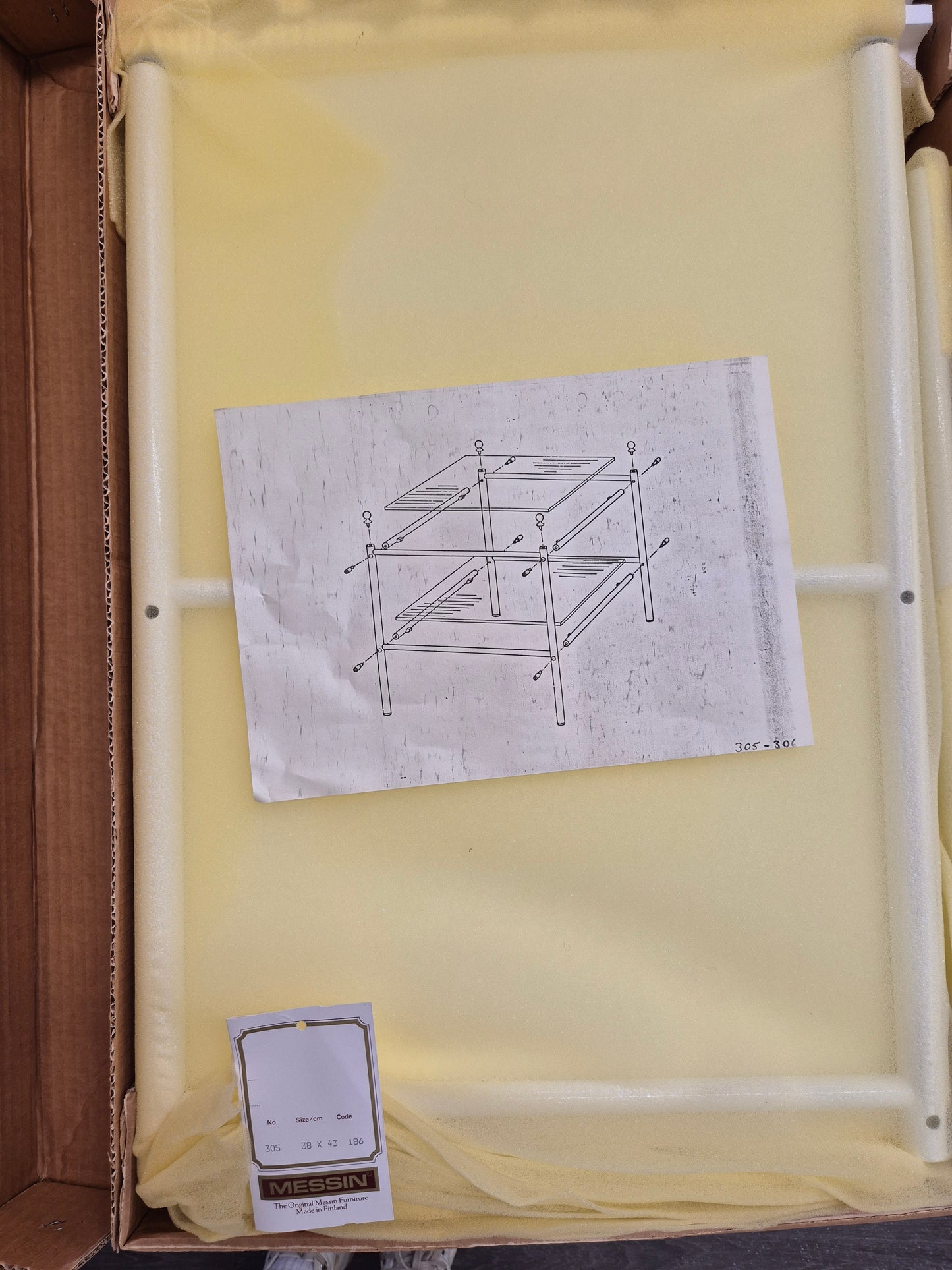 Pair of Finnish Vintage Side Tables with Glass Shelves | 1970s White Metal & Brass Details
