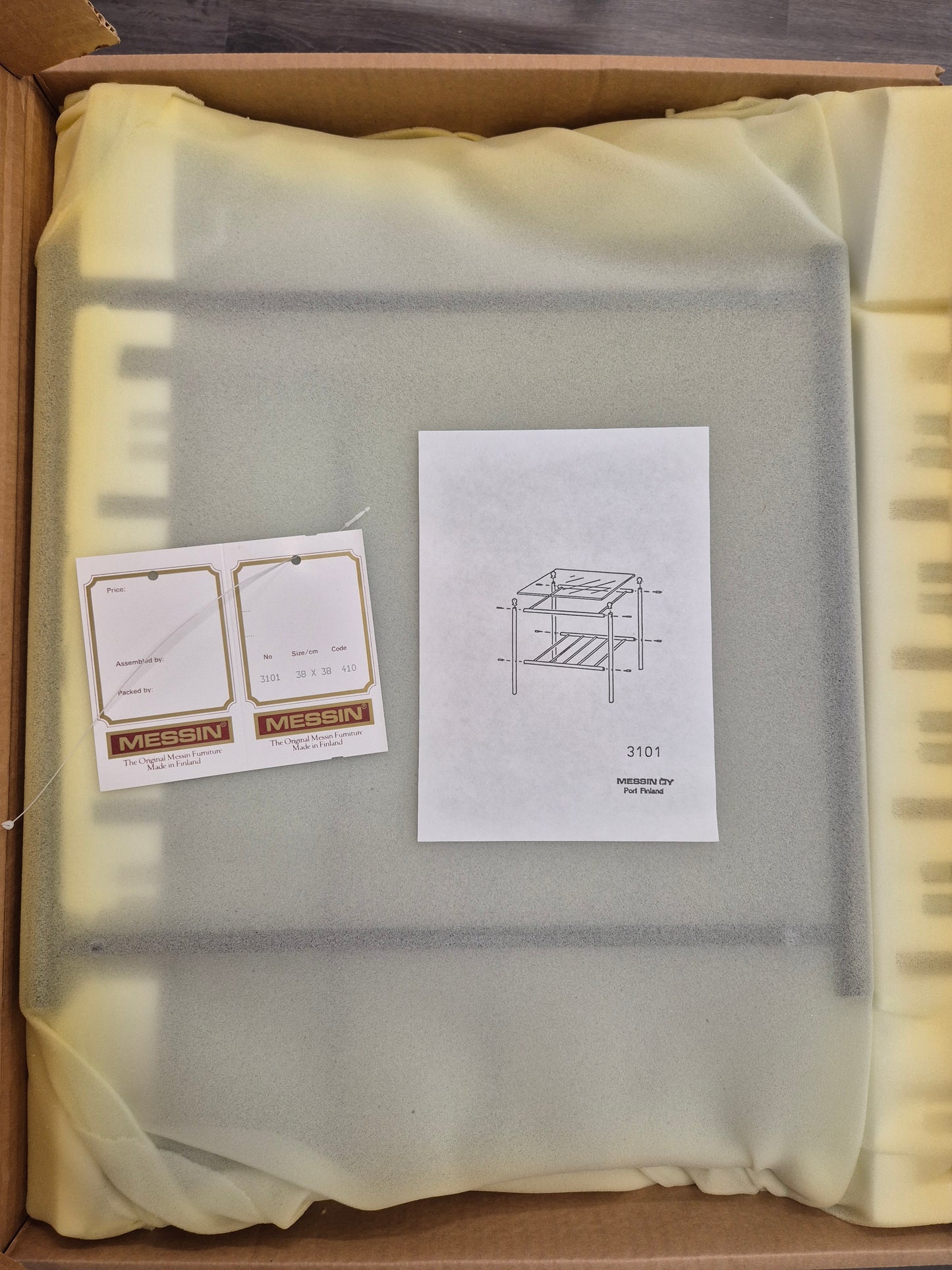 Vintage Finnish Side Tables (Pair) - Black Metal, Glass & Brass Details