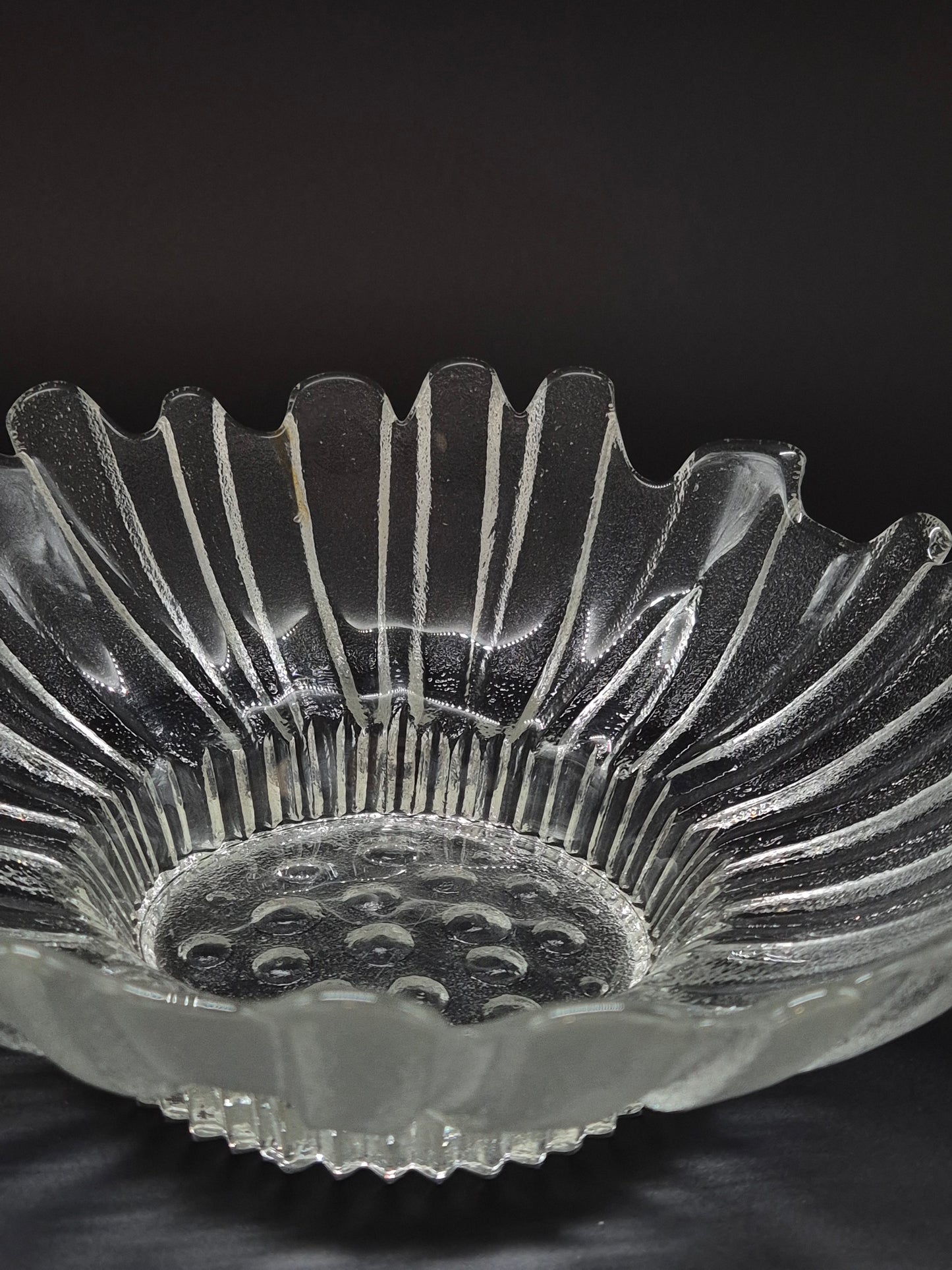 Humppila Tokka Serving Bowl by Tauno Wirkkala – Vintage Finnish Glass 28.5 cm