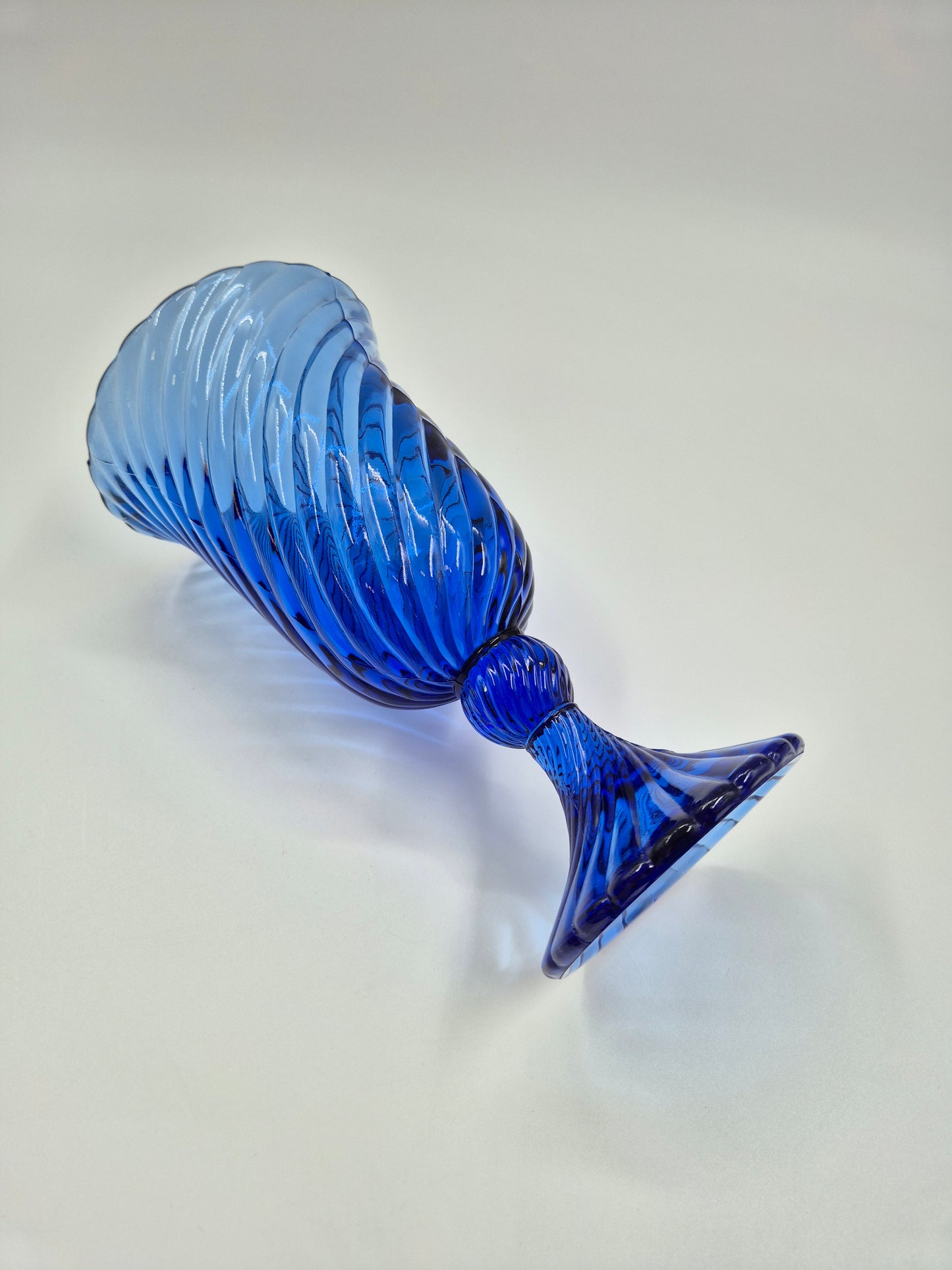 Vintage Twisted Blue Glass Vase