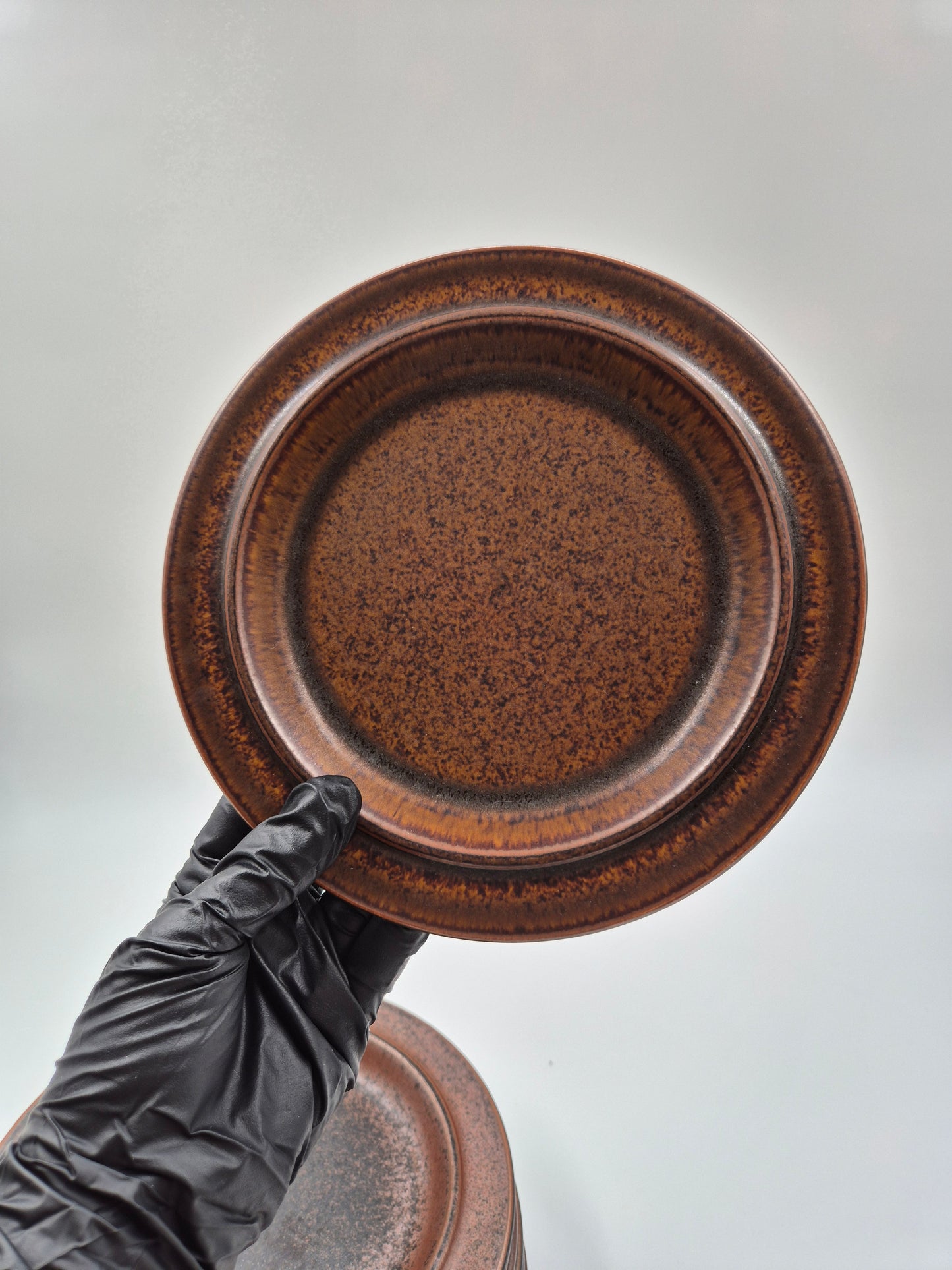 Arabia Ruska Plates Set of 8 – Finnish Vintage Brown Ceramic Dinner Plates