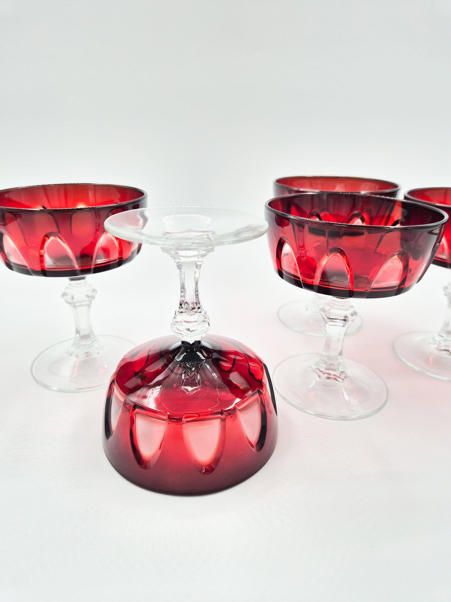 Set of 5 Luminarc Rubilux Ruby Red Coupe Glasses