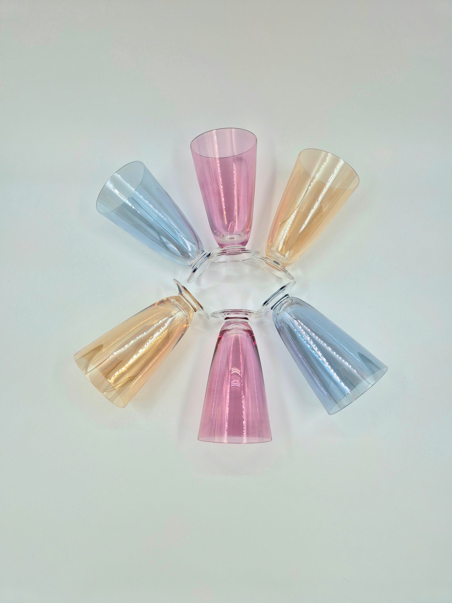 Set of 6 Johansfors Sweden Colored Glasses