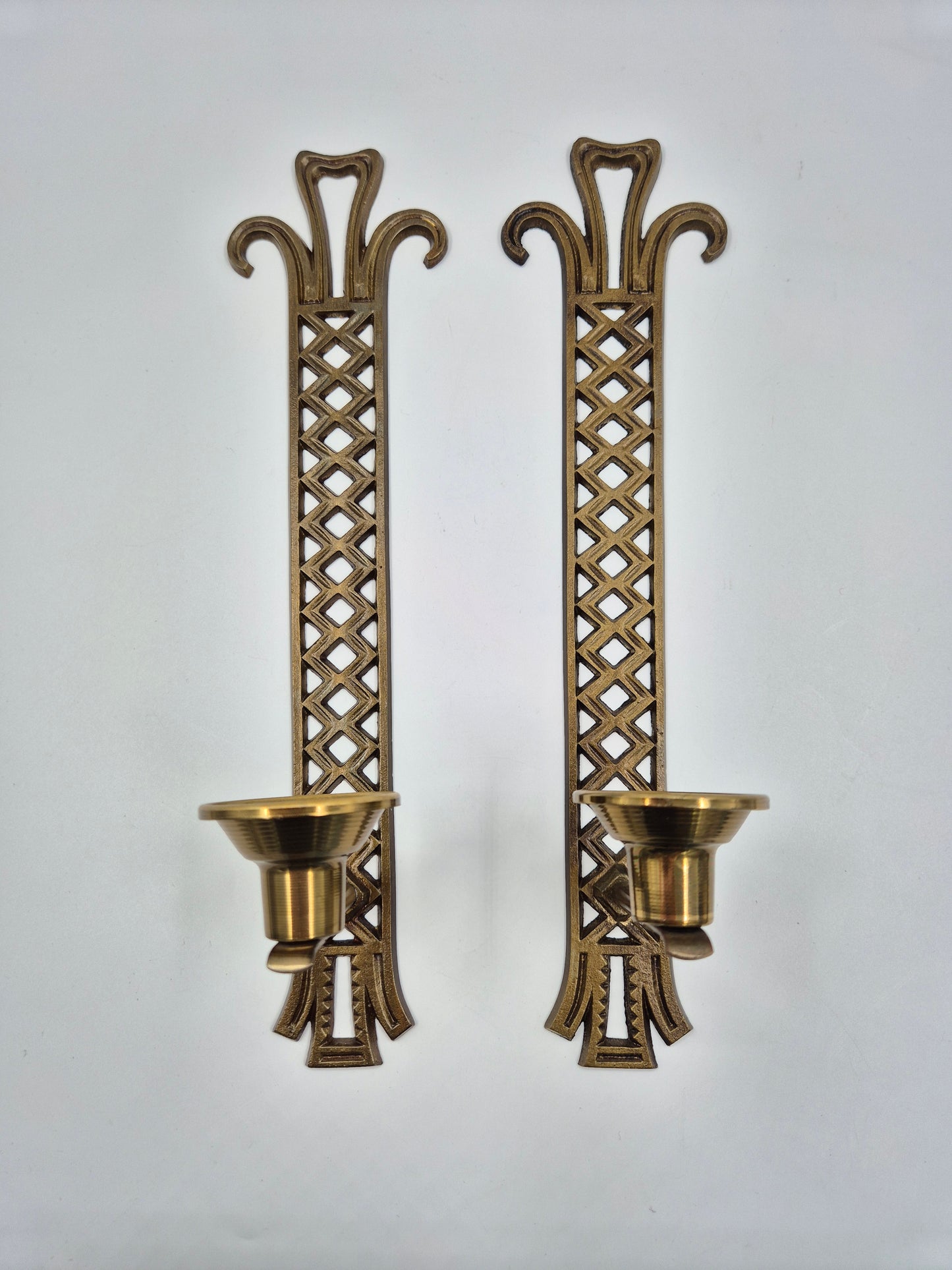 Pair of Vintage Brass Wall Candle Sconces