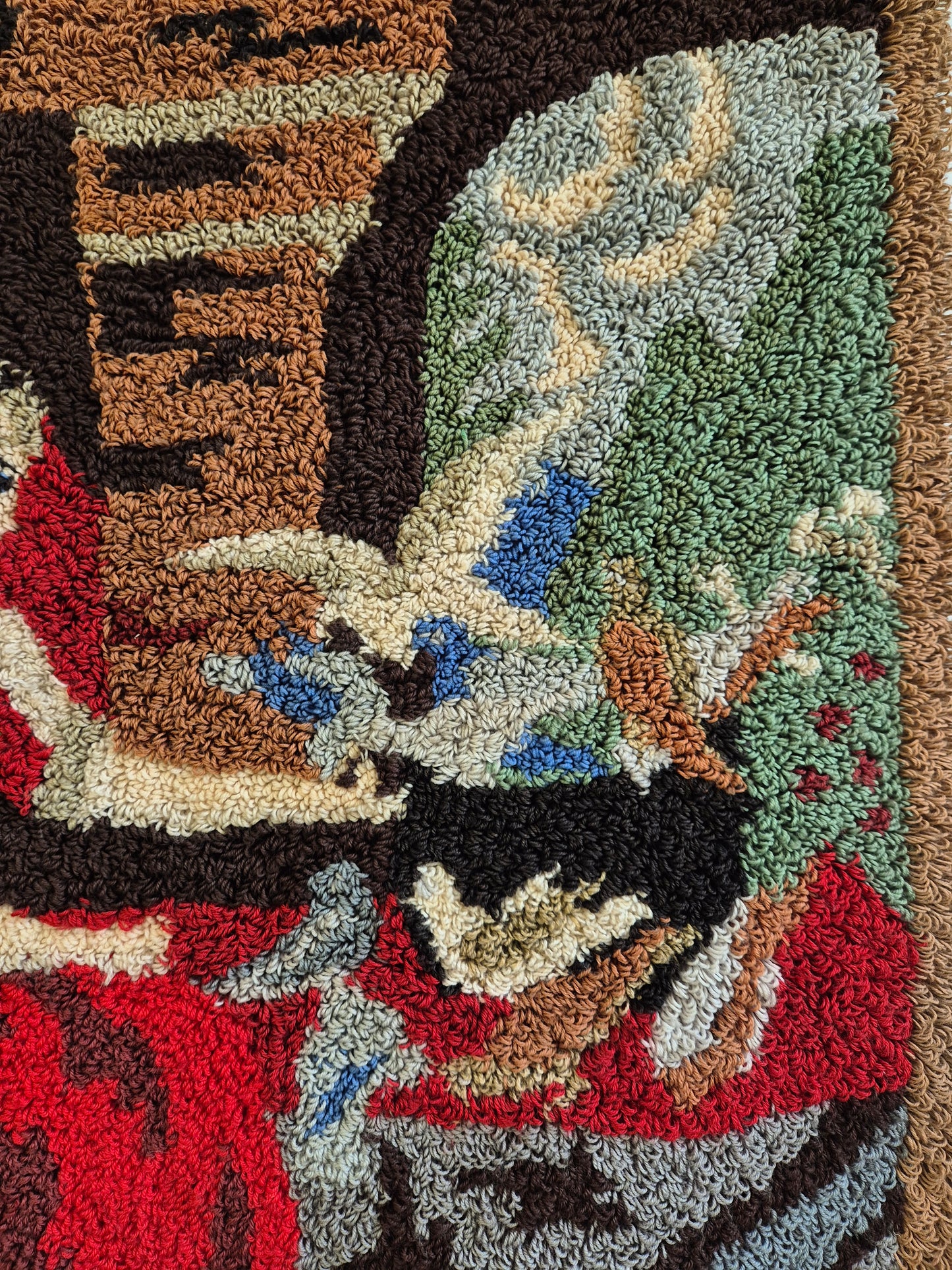 Vintage Finnish Tuhkimo Ryijy Wall Hanging | Cinderella Wool Rug | 1970s Scandinavian Textile Art | 100 x 130 cm