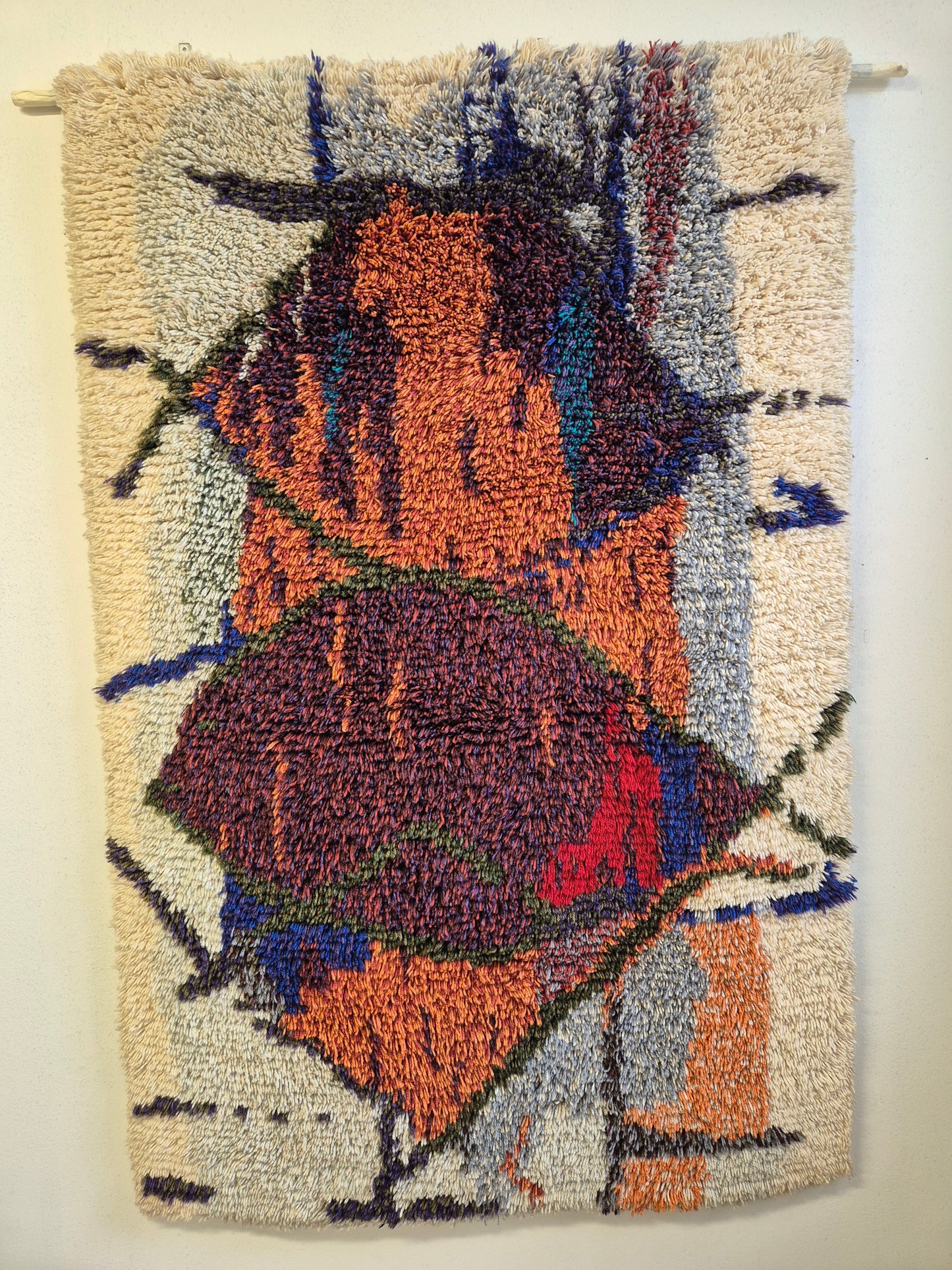 Tuula Saarenpää "Kuunkivet" Finnish Ryijy Wall Hanging – Vintage Scandinavian Wool Textile – 105 x 160 cm
