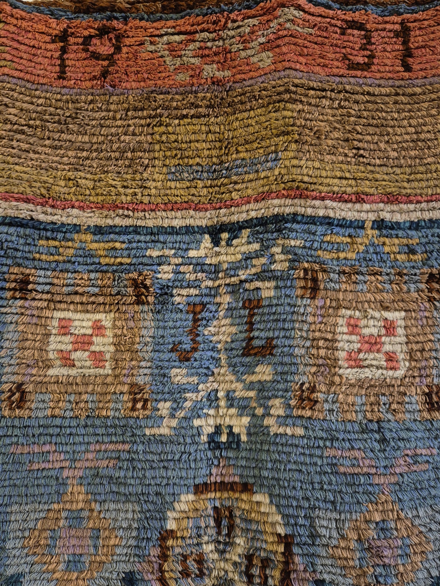Antique Finnish Ryijy Rug 1931 | Handwoven Scandinavian Folk Art Textile | Large Vintage Wall Hanging 192x147 cm | Nordic Tapestry