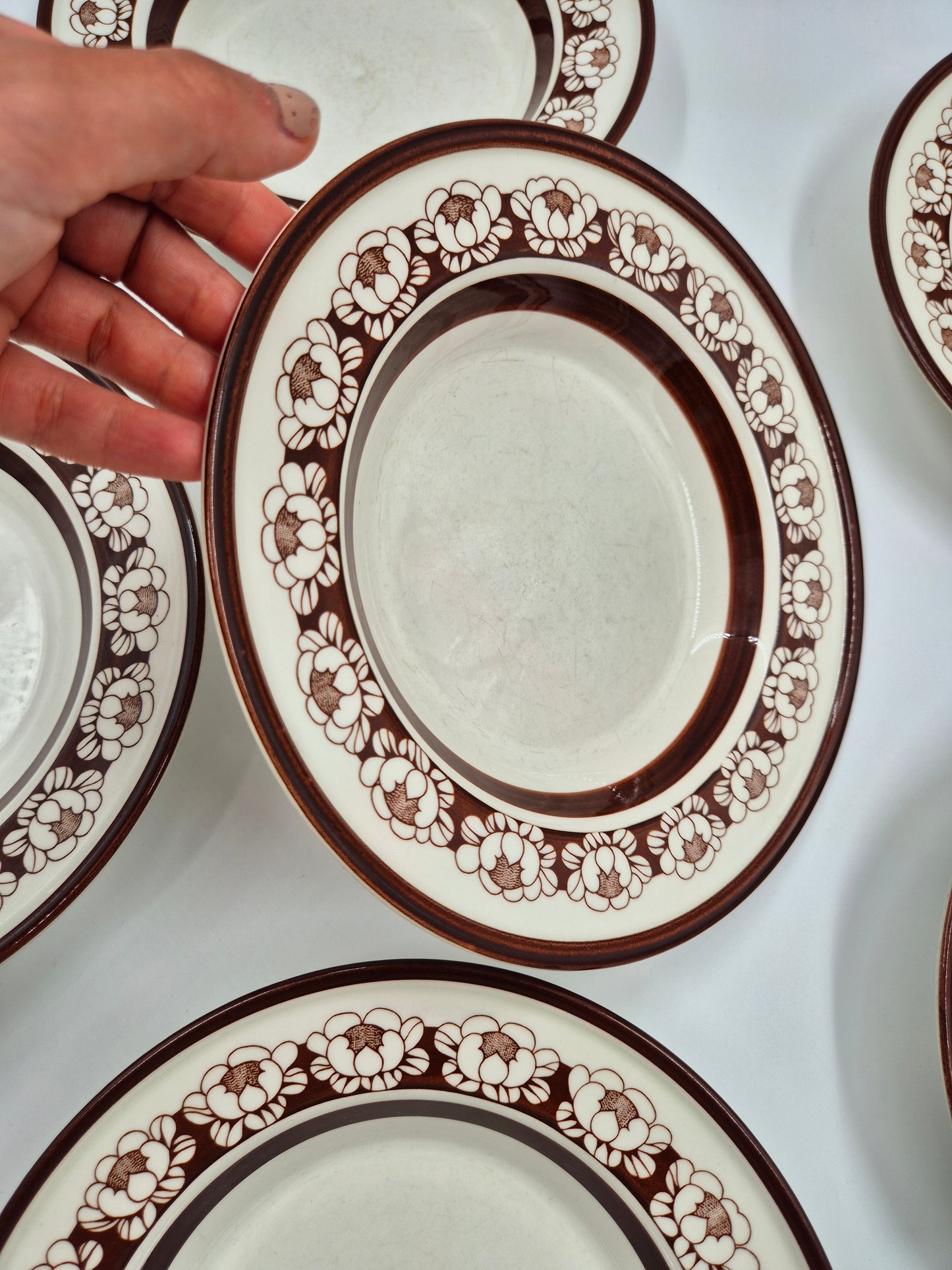 Set of 6 Arabia Katrilli Deep Plates by Esteri Tomula – Vintage Finnish Soup Bowls 23 cm