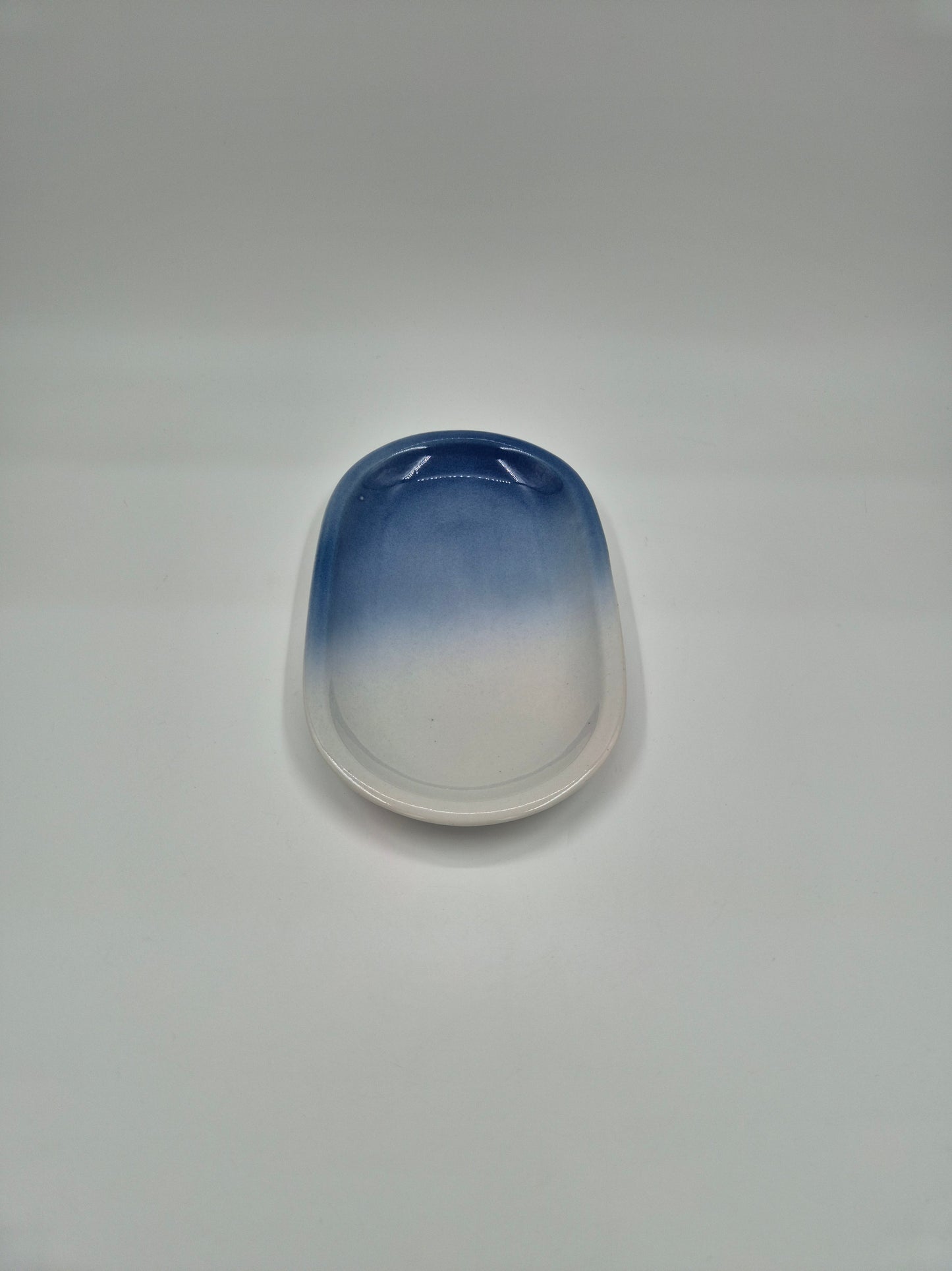Vintage Pentik Finland Oval Serving Platter | Blue Gradient Ceramic Tray | Scandinavian Stoneware Serving Dish | 17 x 28 cm
