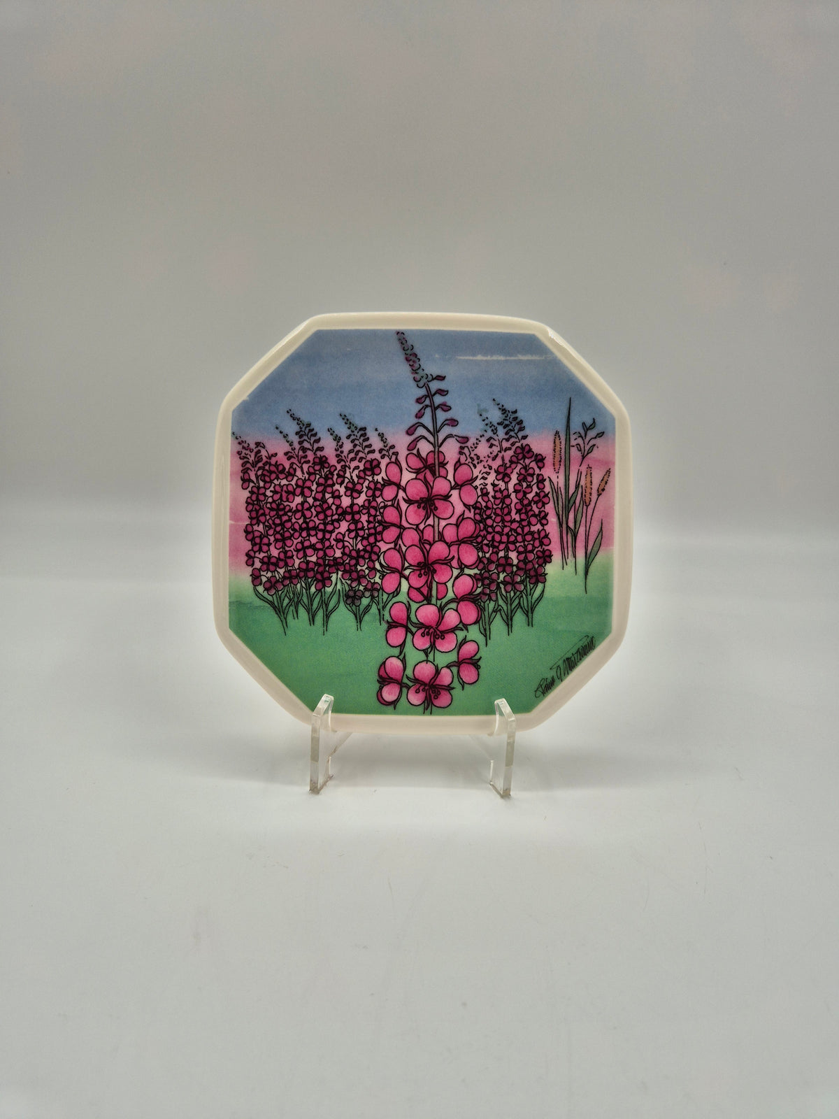 Arabia Maitohorsma Wall Plate 15cm, Fireweed Flower, South Ostrobothnia, Toivo G Utriainen