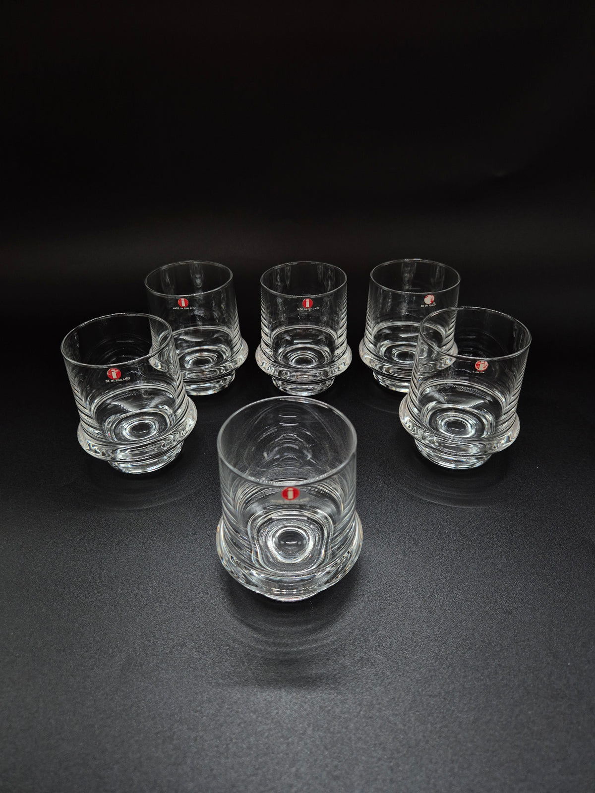 Set of 6 vintage Iittala Marski Glasses by Tapio Wirkkala, Finnish Mid-Century Modern Glassware