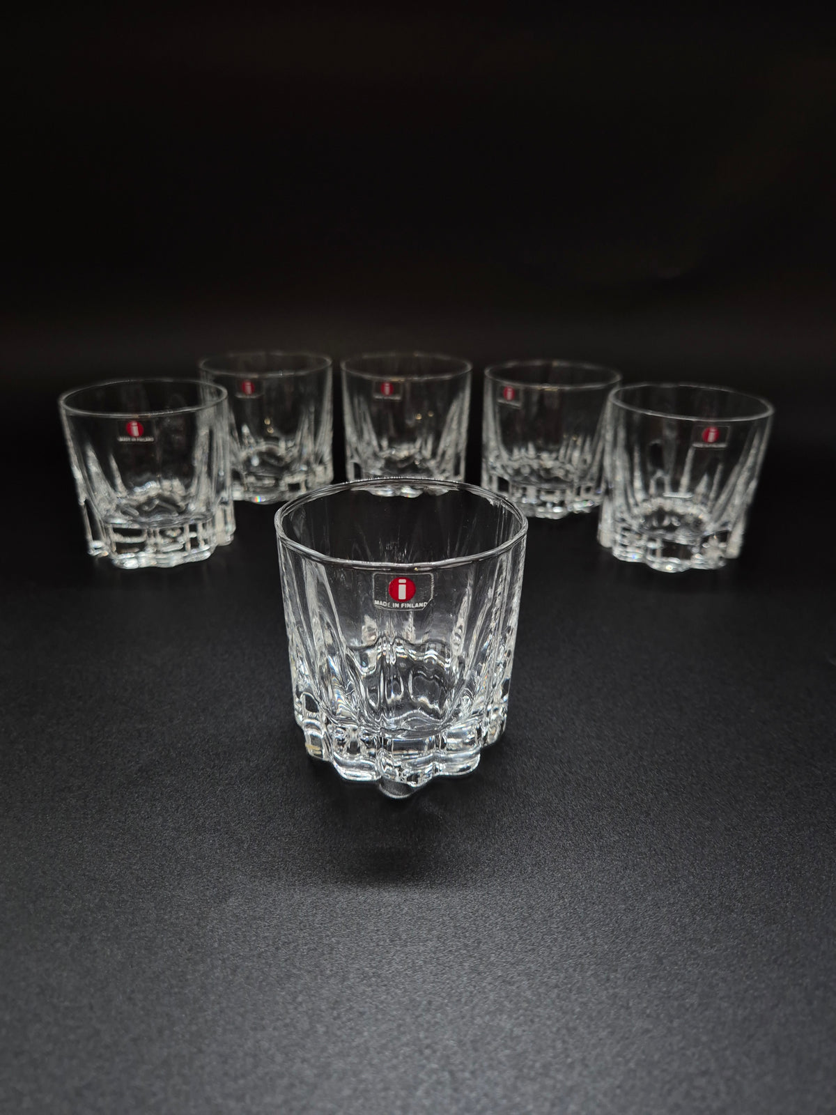 Set of 6 Iittala Jussi Whisky Glasses by Tapio Wirkkala, Finnish Glassware, 1976–1977
