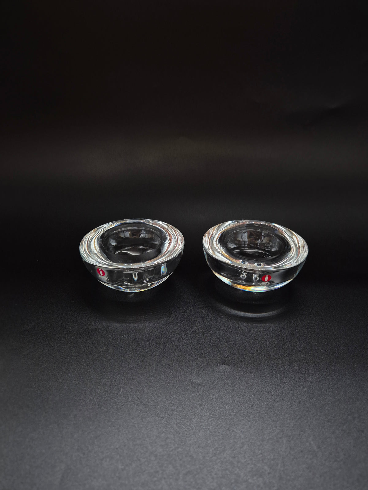 Set of 2 Iittala Ballo Votive Candle Holders, Clear Glass, Finnish Design