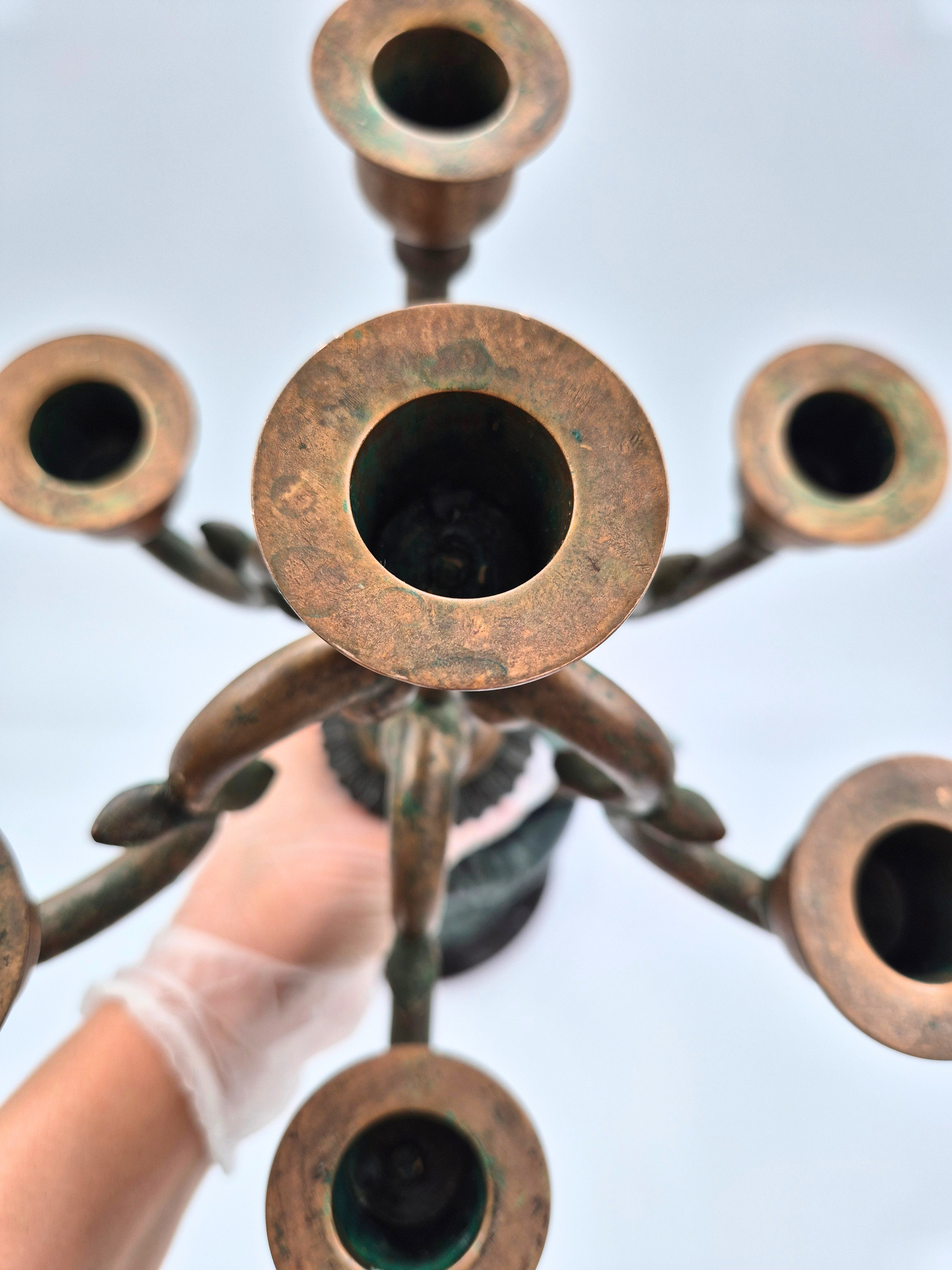 Antique 5-Arm Figural Candelabra – Bronze Style – Sculptural – 48.5 cm – Patinated