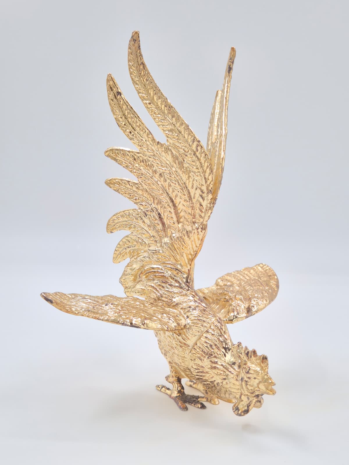 Vintage metalen haan sculptuur