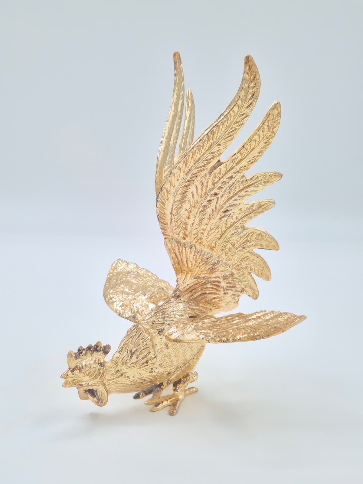 Vintage metalen haan sculptuur