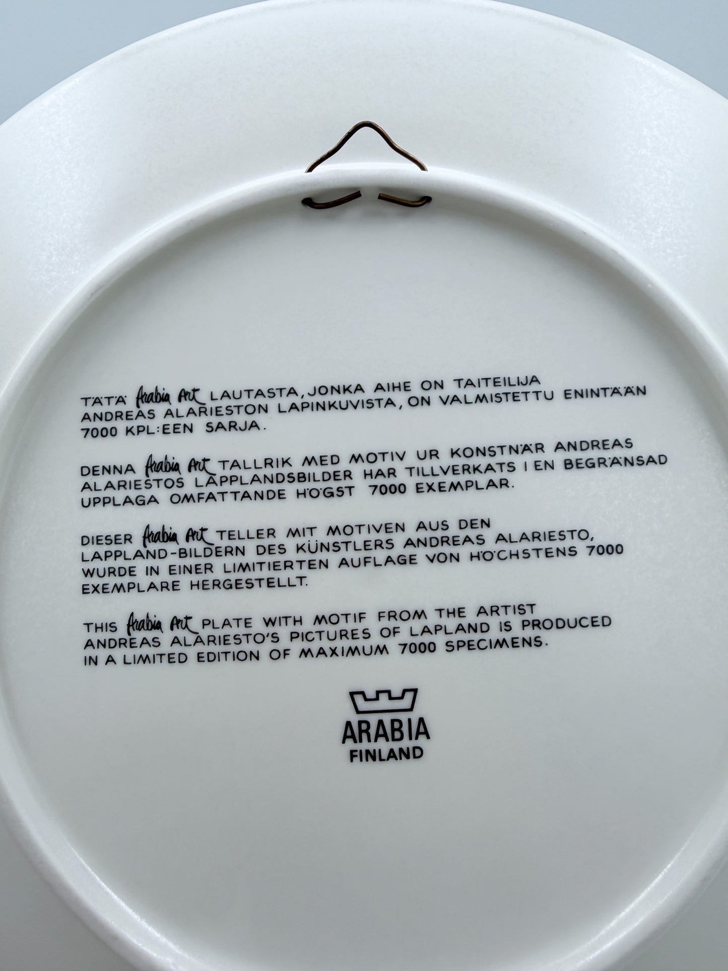 Arabia Finland 1983 Andreas Alariesto Lapland Wall Plate – Limited Edition 7000