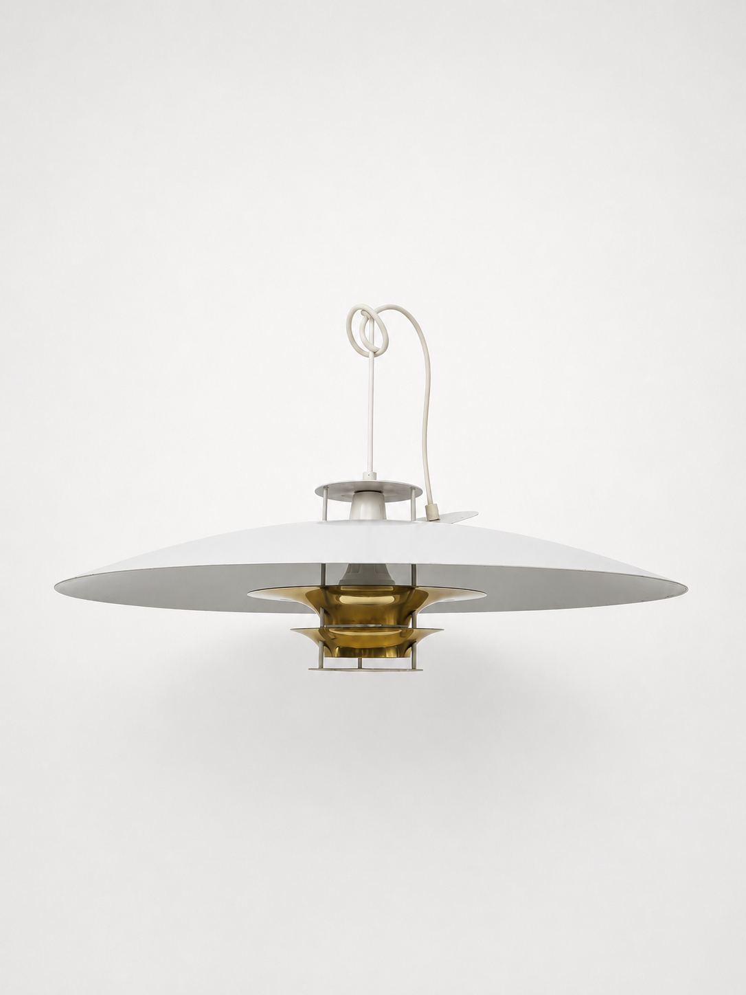 Artek JL341 Pendant Lamp, Juha Leiviskä White Brass Ceiling Light, Finnish Vintage Design, 1969 Scandinavian Lighting