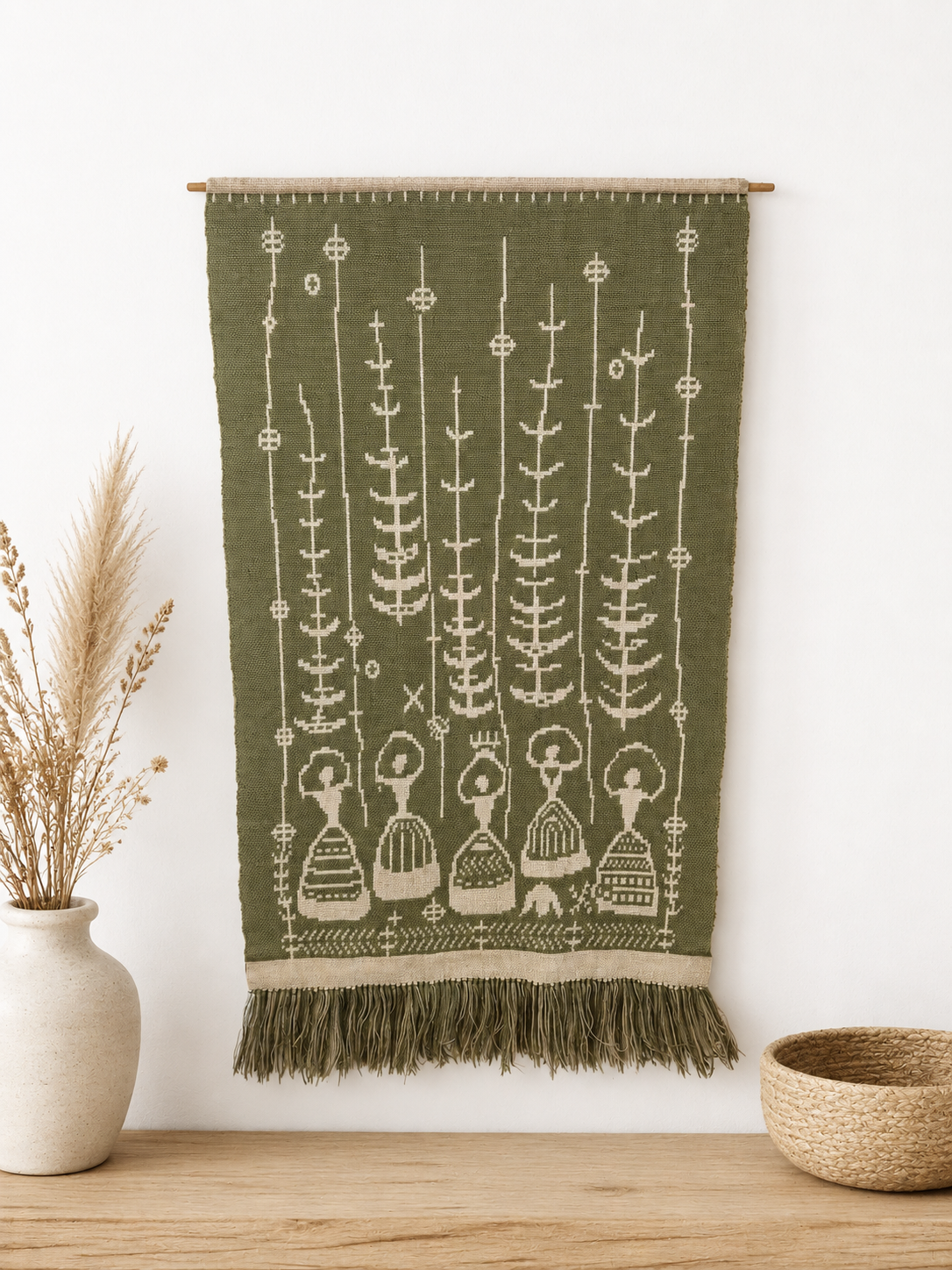 Elonkorjuu — Vintage Finnish Folk Art Wall Hanging by Laura Korpikaivo-Tamminen, 63 x 110 cm