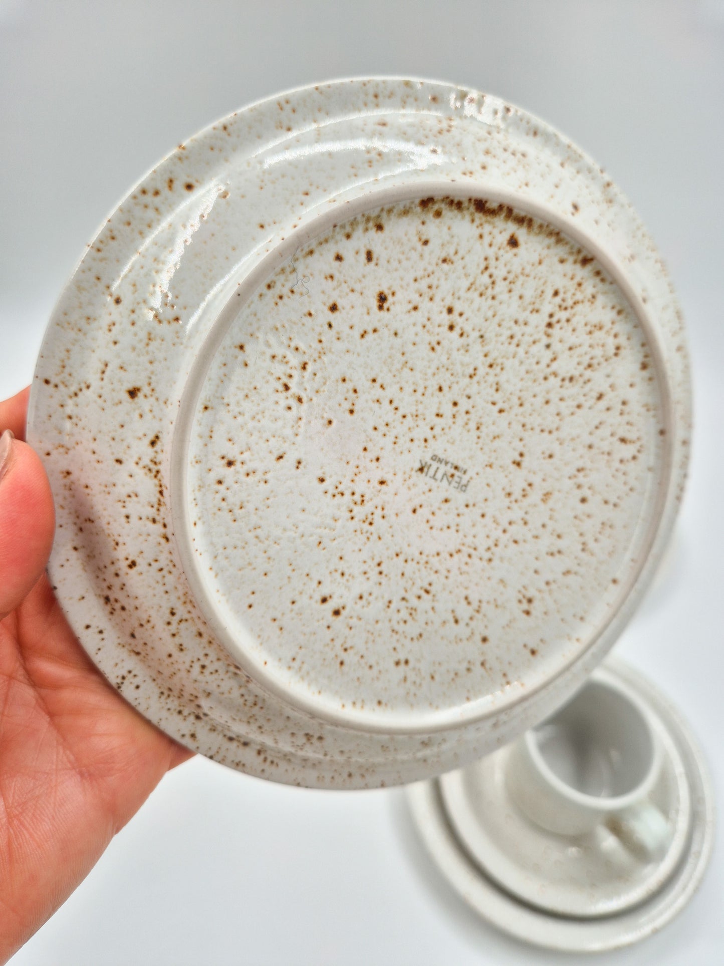 Set of 6 Pentik Riekko Coffee Trios – Vintage Finnish Stoneware Cups, Saucers & Plates